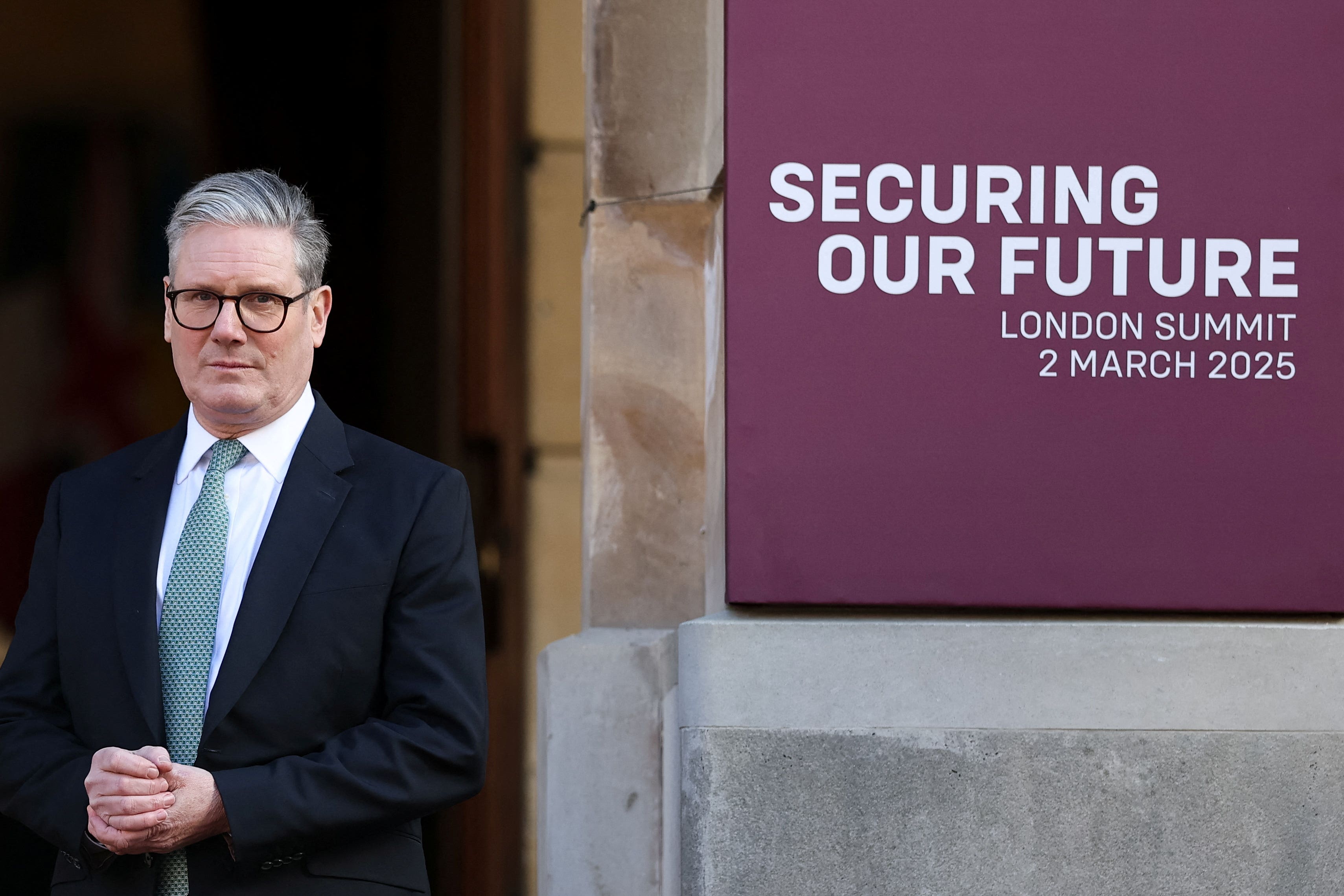Prime Minister Sir Keir Starmer waits to welcome European leaders to Lancaster House, London, for a European leaders’ summit on the situation in Ukraine (PA)