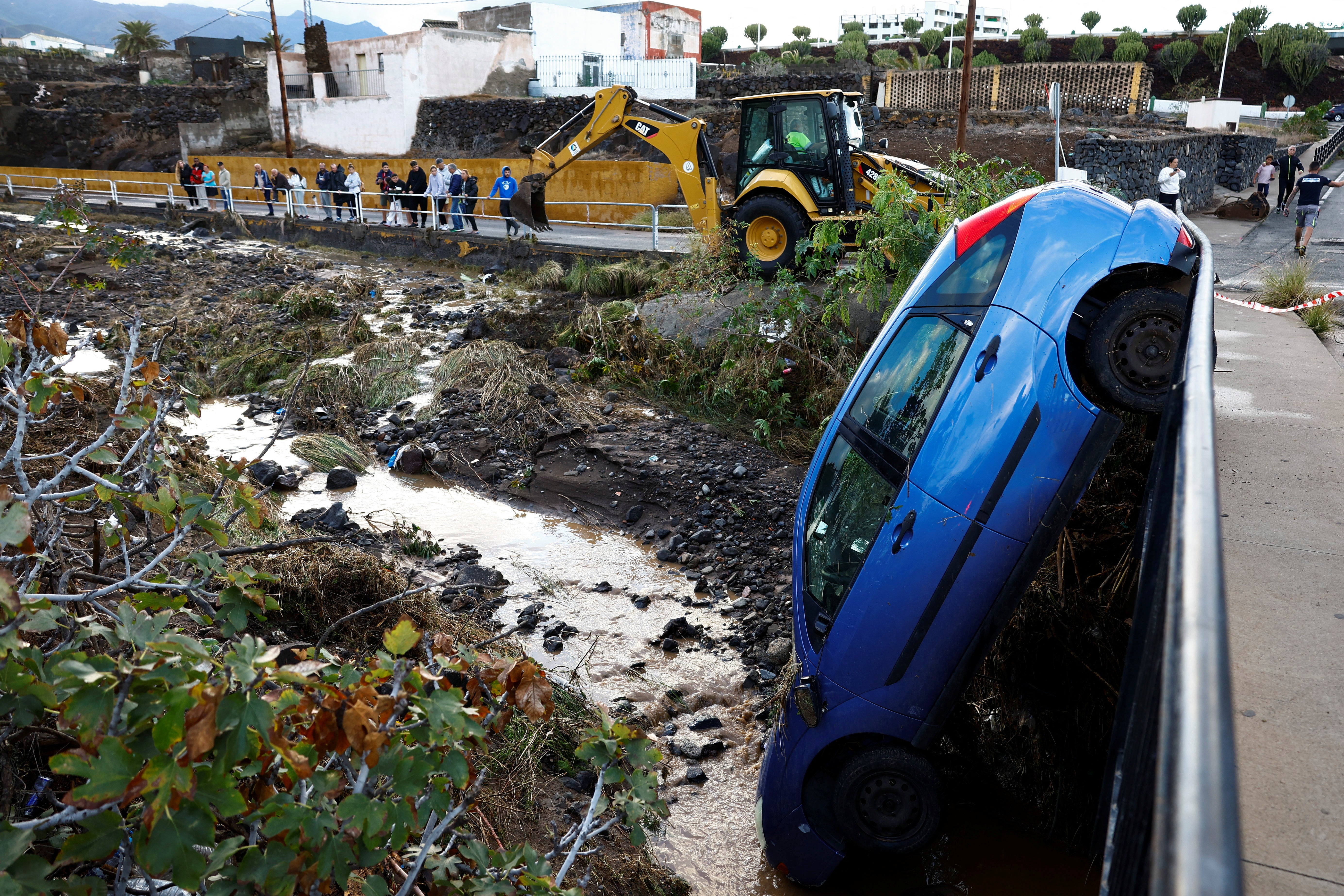 Cars were swept away by the flood waters