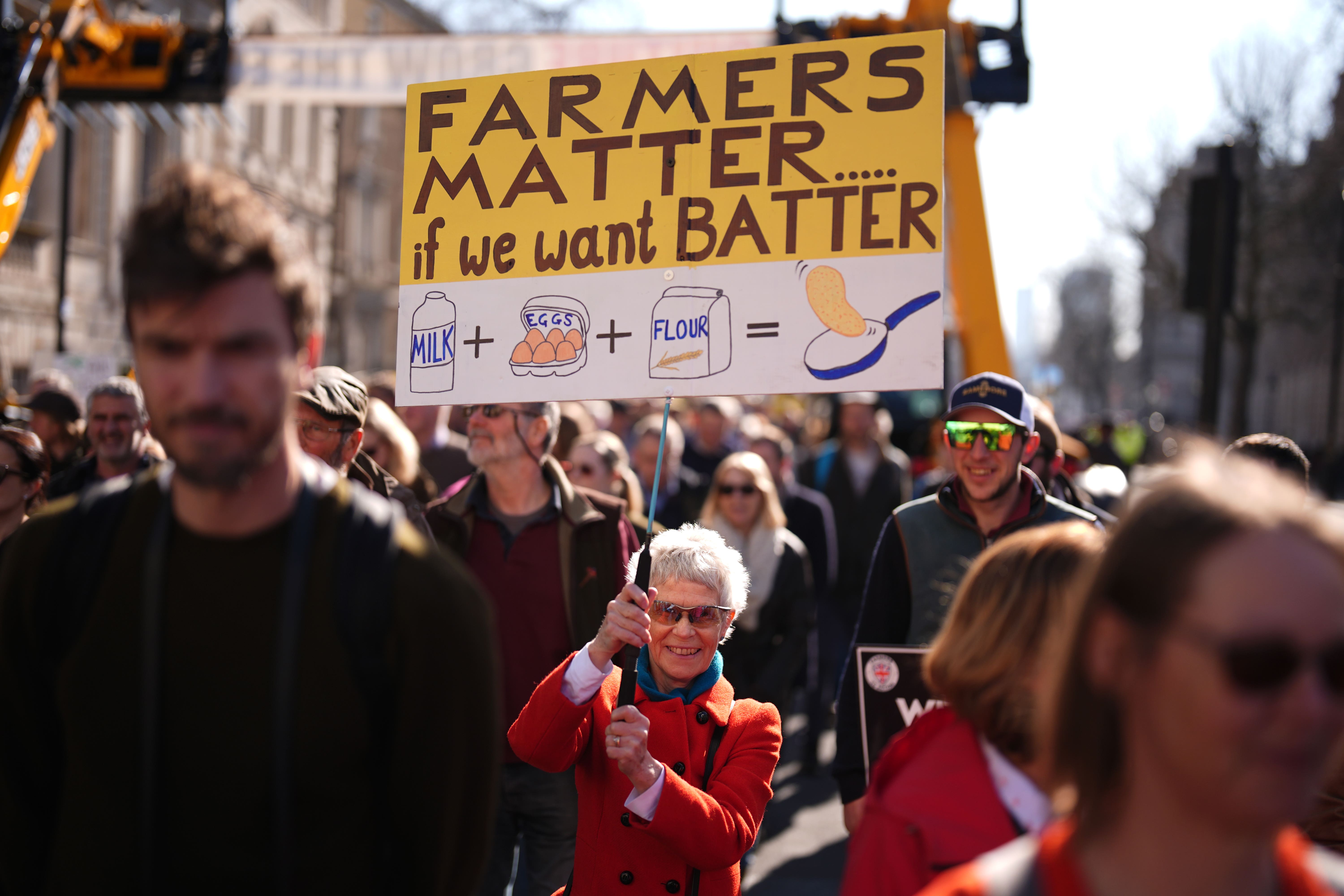 Farmers staged a Pancake Day protest in central London over inheritance tax changes (Jordan Pettitt/PA)