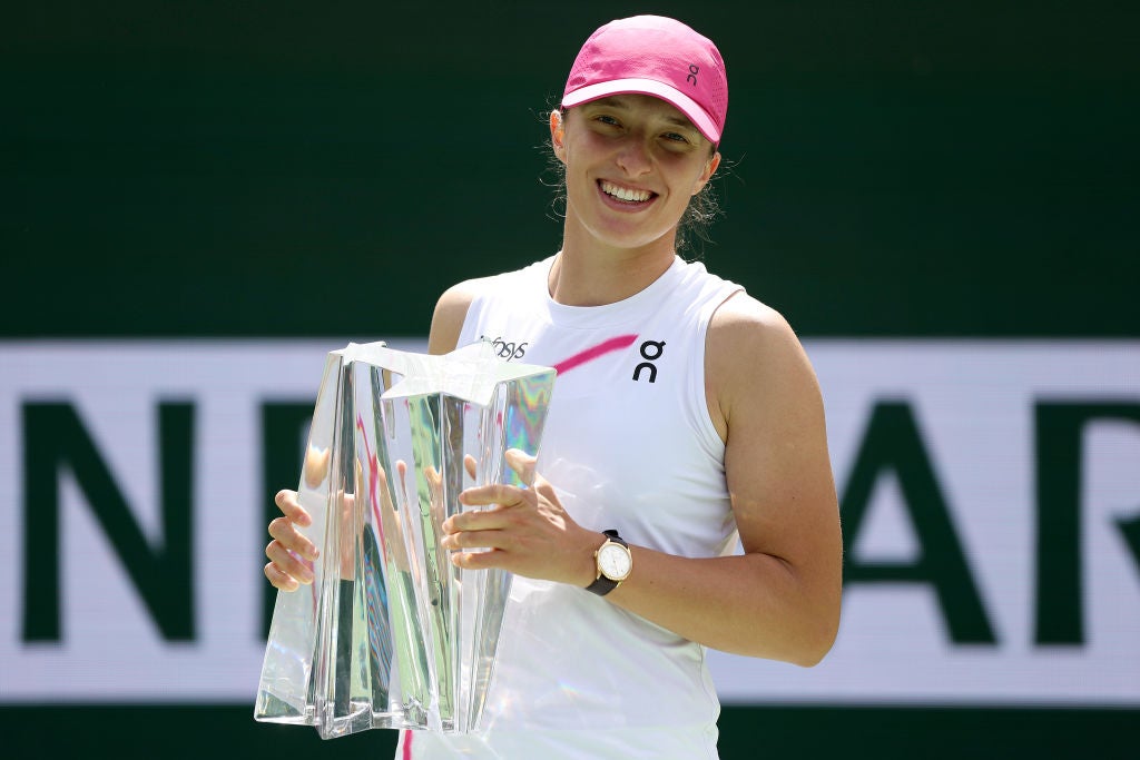 Iga Swiatek beat Maria Sakkari in last year's Indian Wells final
