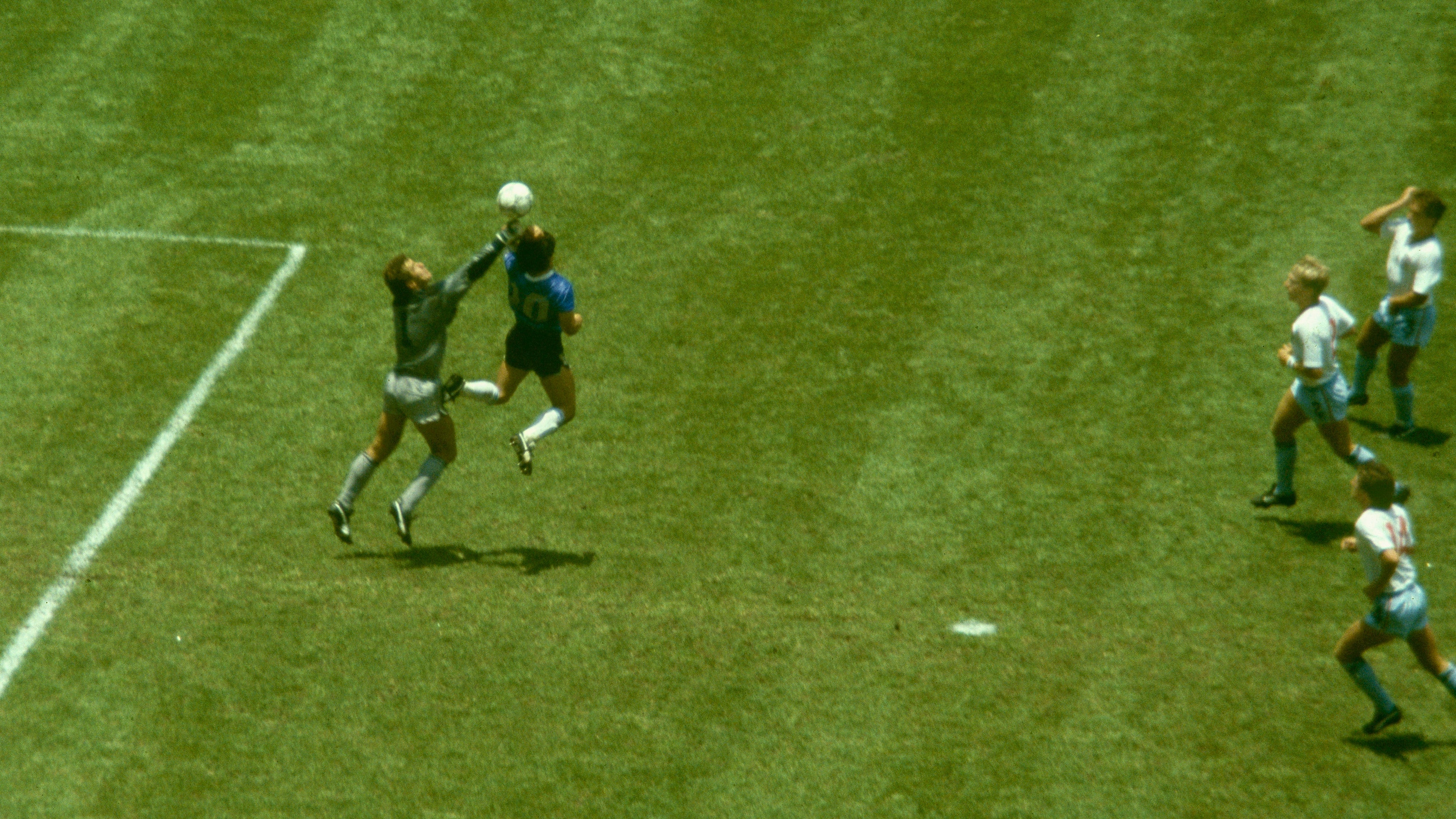 One of Maradona’s most famous moments on a football pitch, the ‘Hand of God’ goal against England which helped Argentina on its run to World Cup glory in 1986