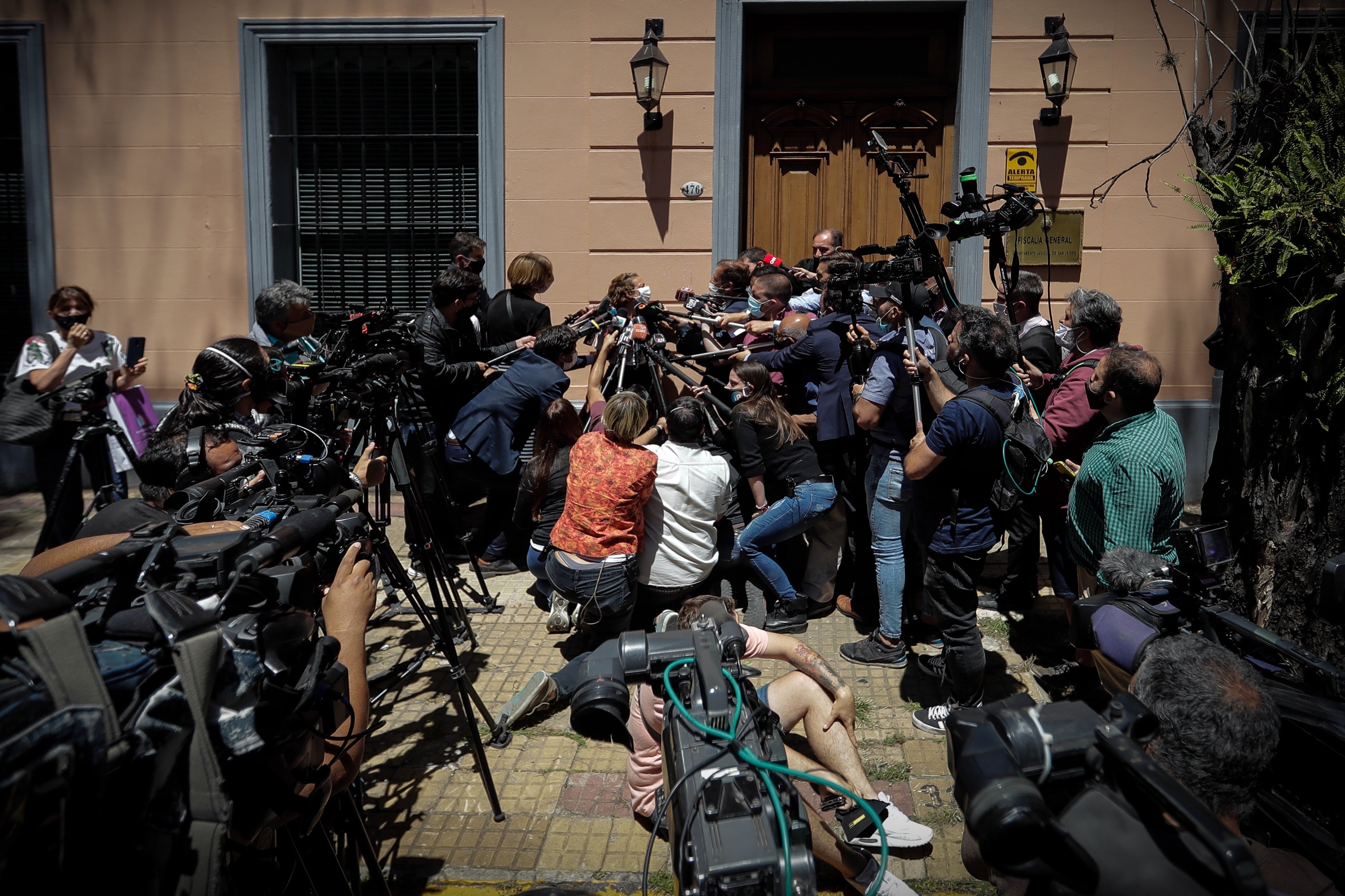Attorney Mara Digiuni, legal representative of Dr. Leopoldo Luque - Diego Maradona's last doctor - during a press conference in front of the San Isidro Attorney General's Office