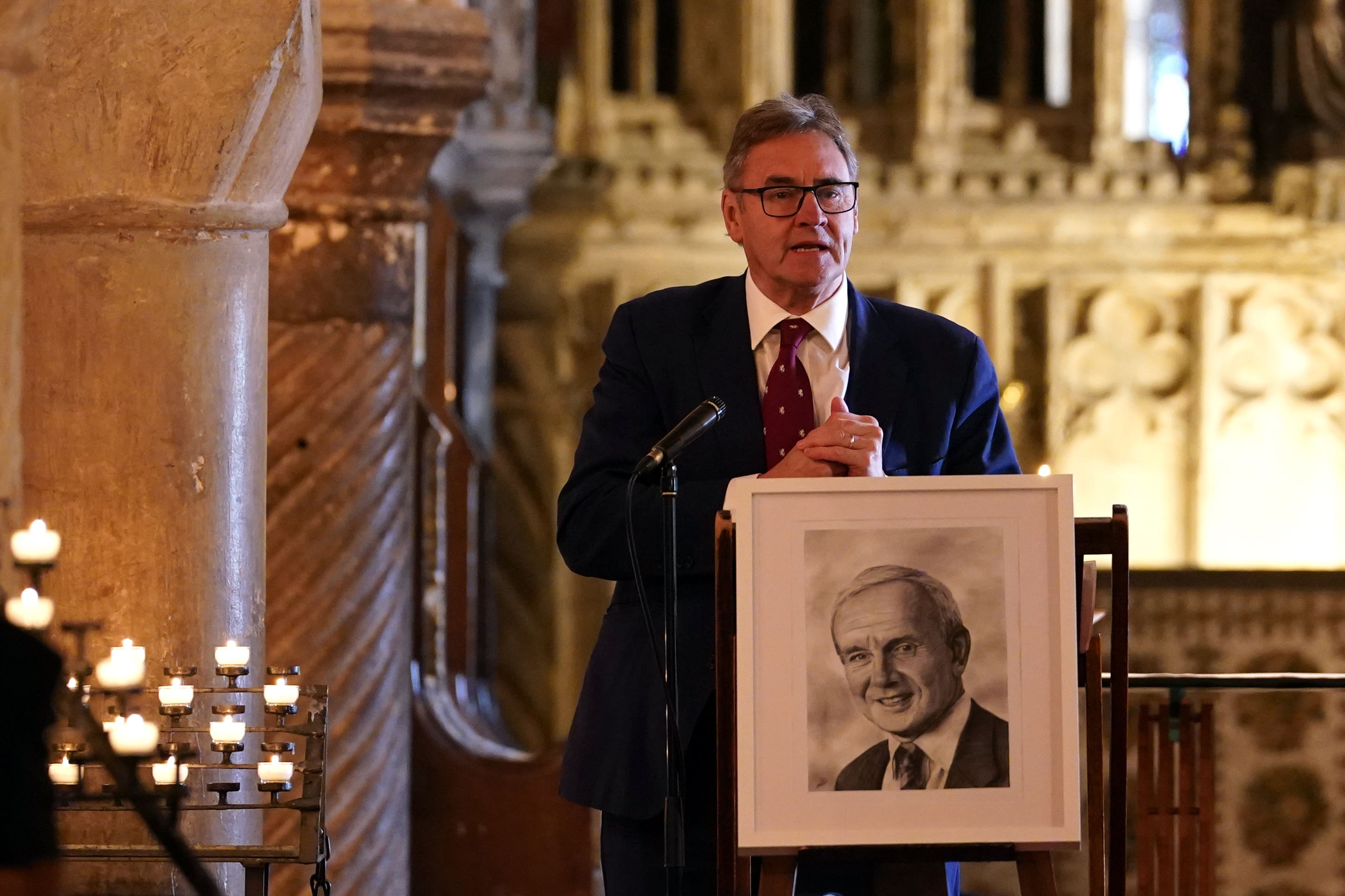 Chris Cowdrey gave a reading at Derek Underwood’s memorial service at Canterbury Cathedral (Gareth Fuller/PA)