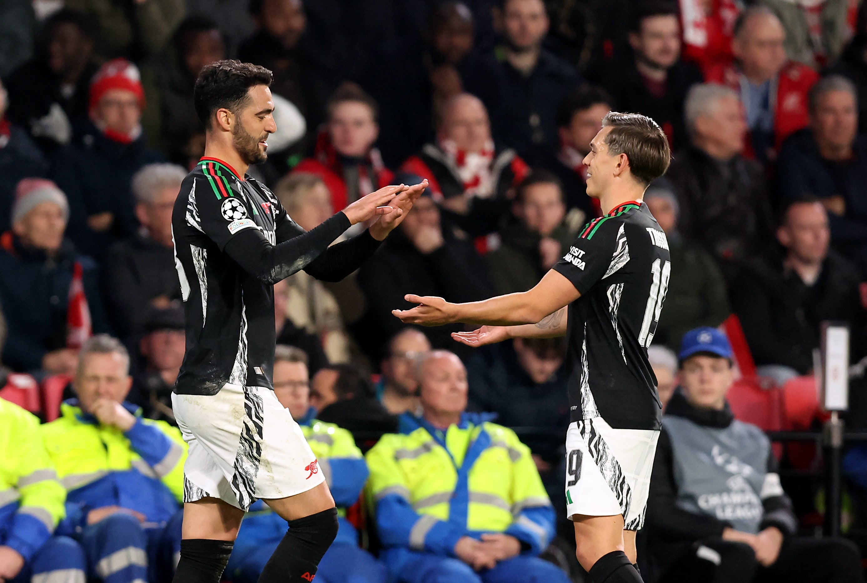 Mikel Merino and Leandro Trossard were among the Arsenal scorers (Peter Lous/PA)