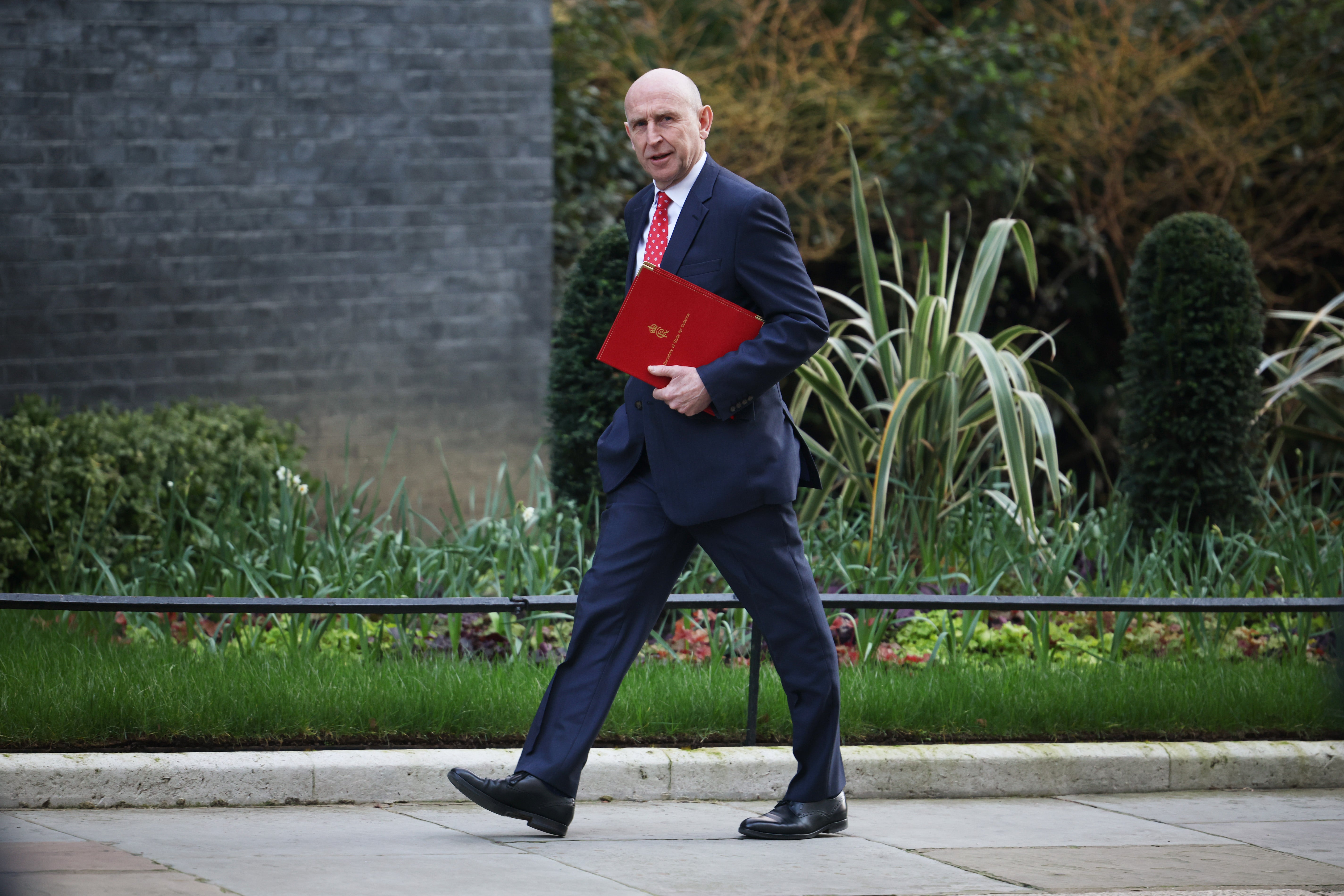 Defence Secretary John Healey arrives for the weekly cabinet meeting at 10 Downing Street