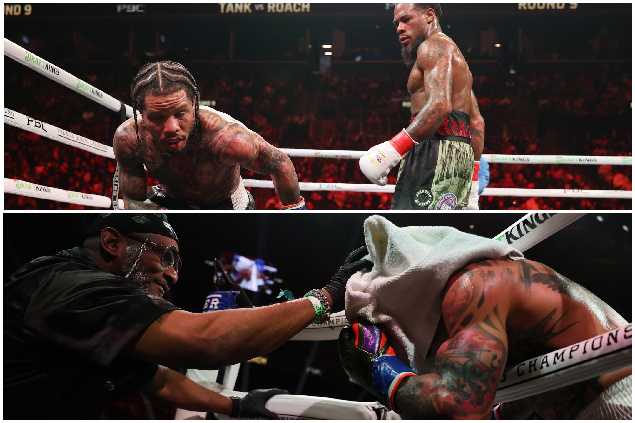 Gervonta Davis (vlevo) vzal koleno proti Lamon Roach Jr, kterému bylo uděleno žádné knockdown
