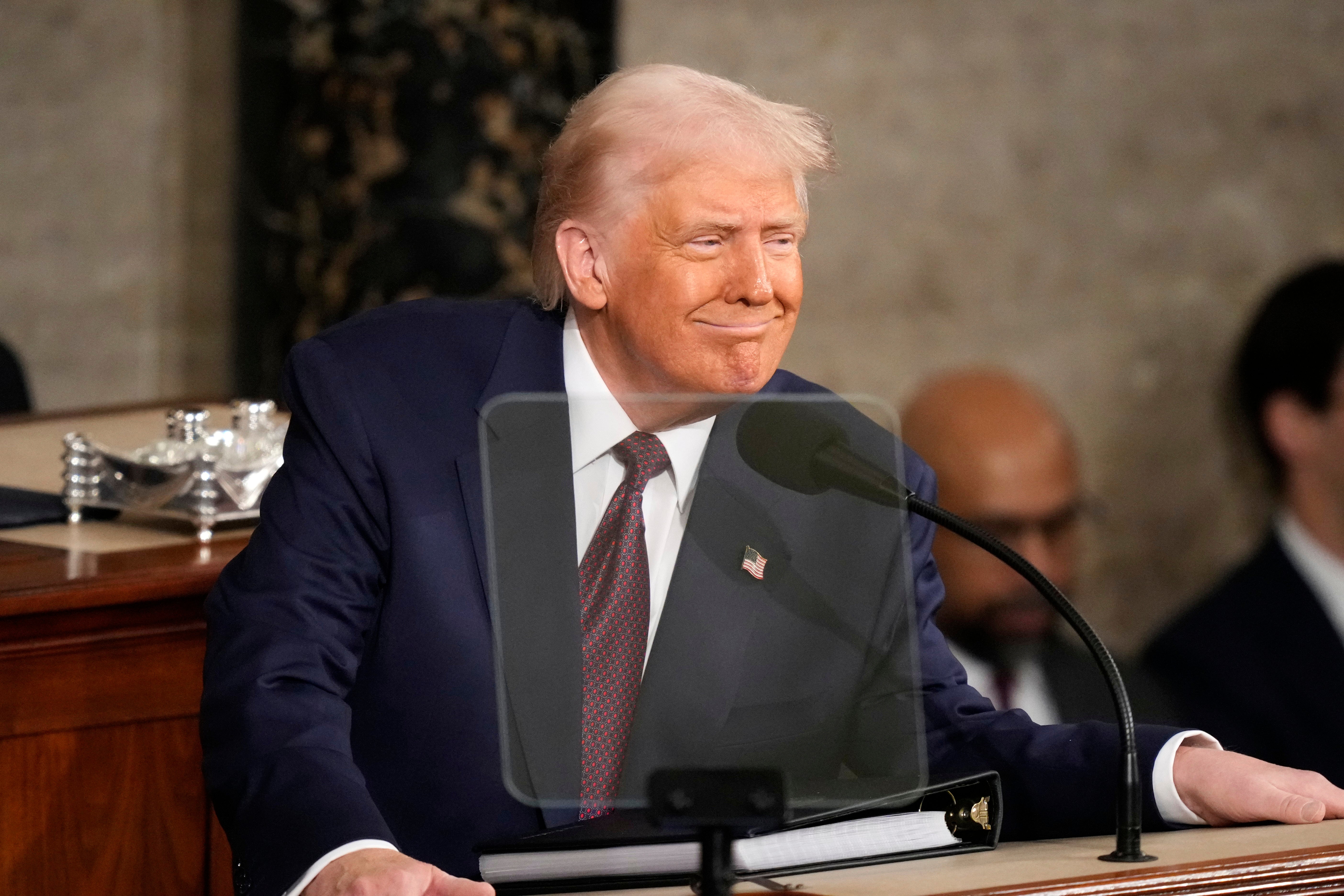 President Donald Trump addresses a joint session of Congress at the Capitol in Washington