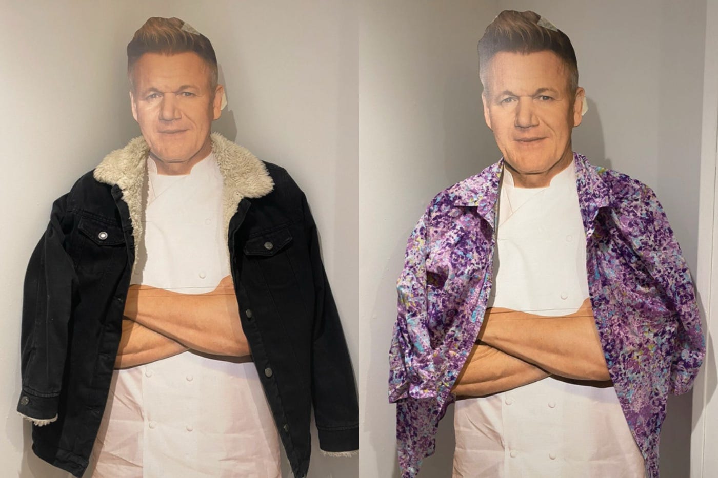 Abbie Ford has been using a cardboard cutout of Gordon Ramsay to sell her clothes on Vinted (Abbie Ford/PA)