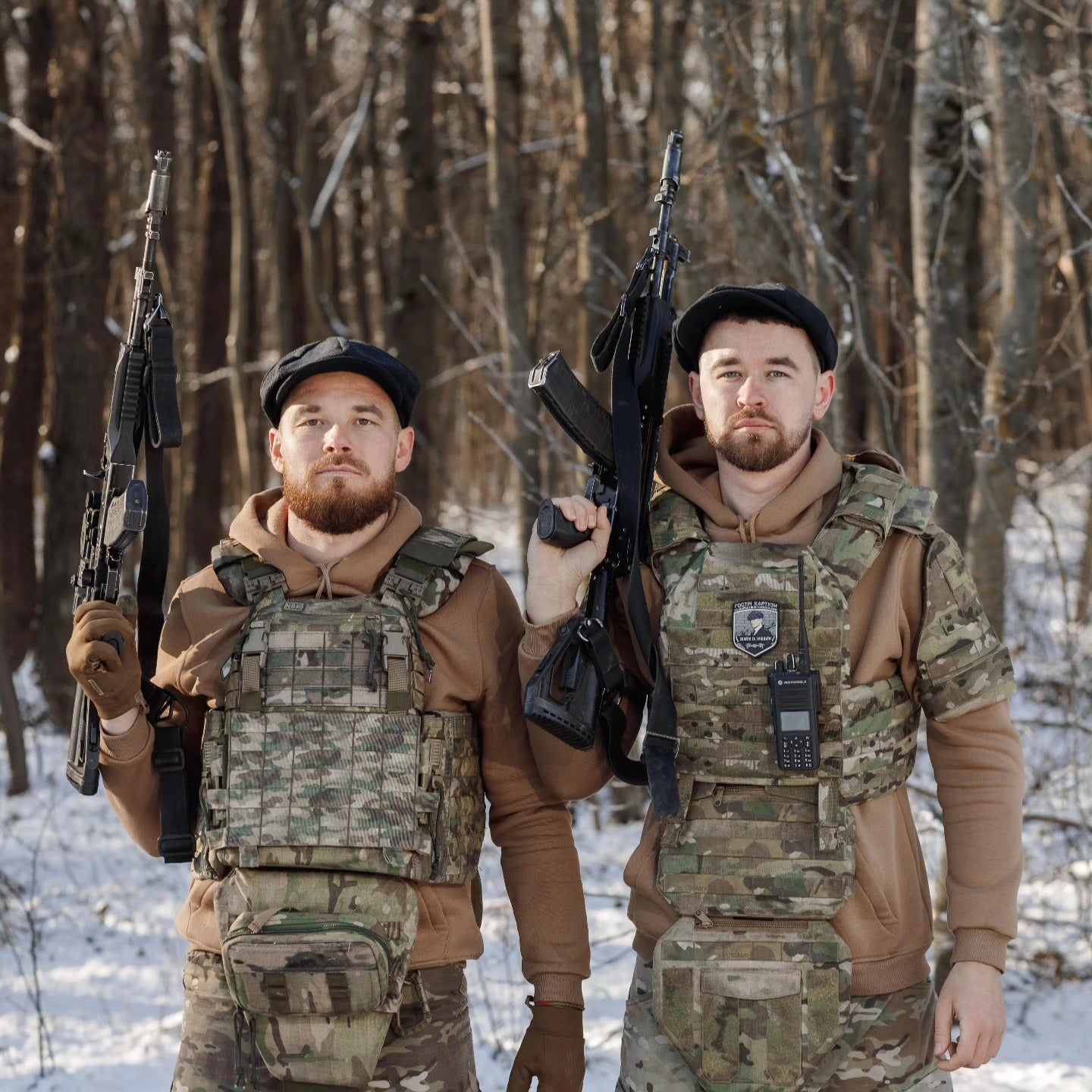 Anton Spitsyn (left), co-founder and commander of the Peaky Blinders, with his brother Oleksandr