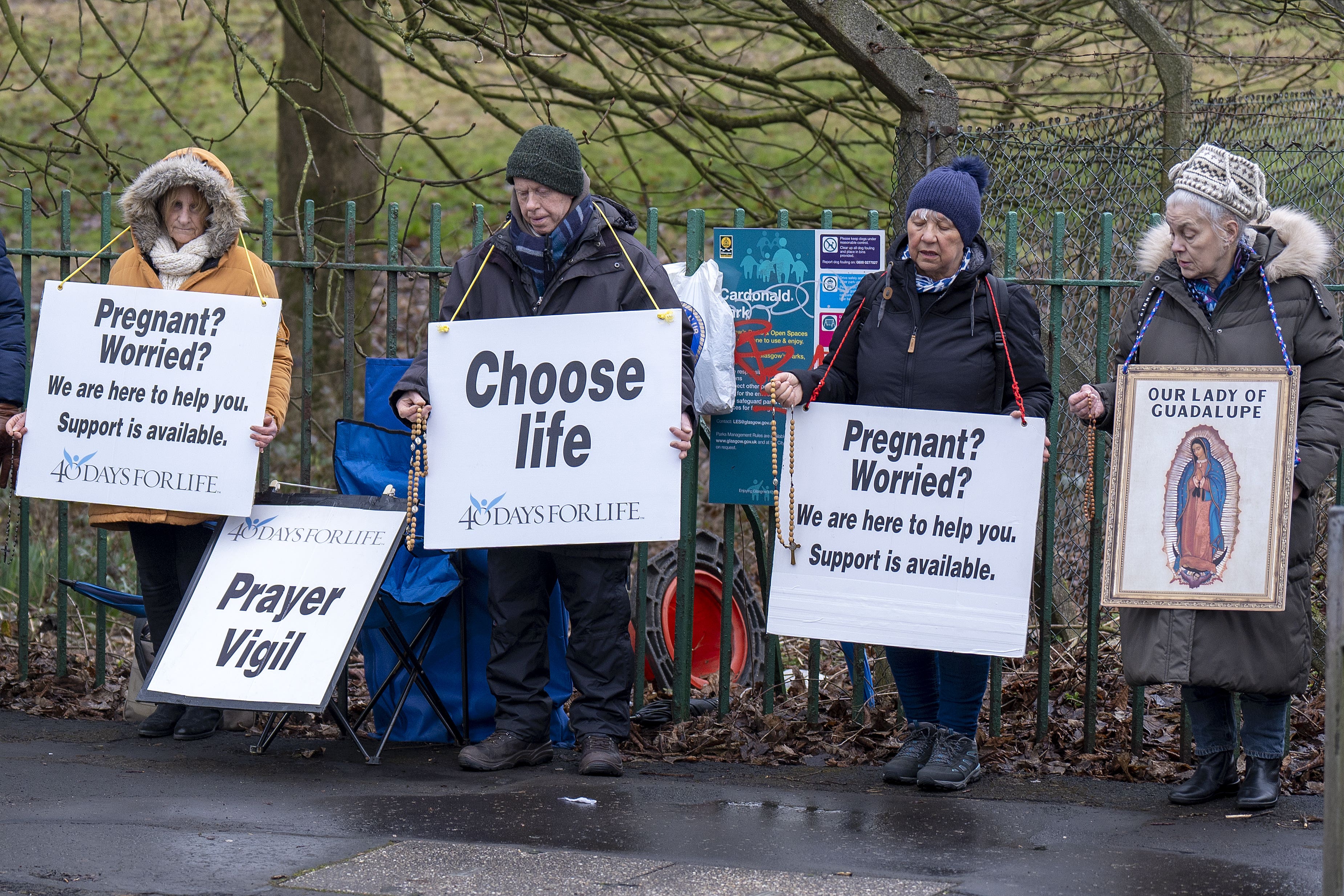 Members of 40 Days for Life are staging a vigil near the Queen Elizabeth University Hospital in Glasgow (Jane Barlow/PA)