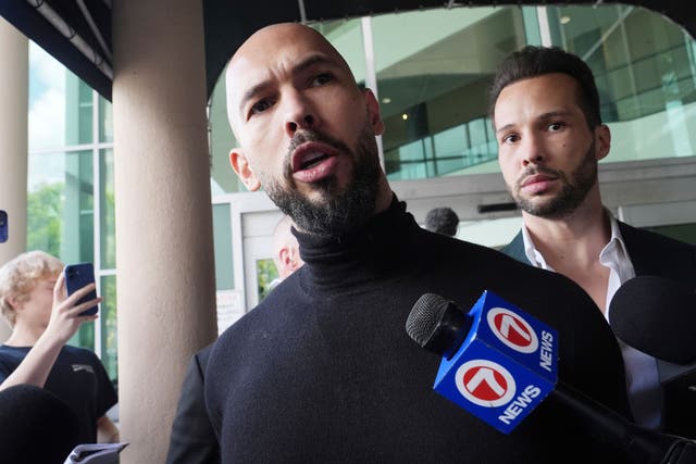 Influencer brothers Andrew and Tristan Tate arrive in Fort Lauderdale, Florida (Marta Lavandier/AP photo)