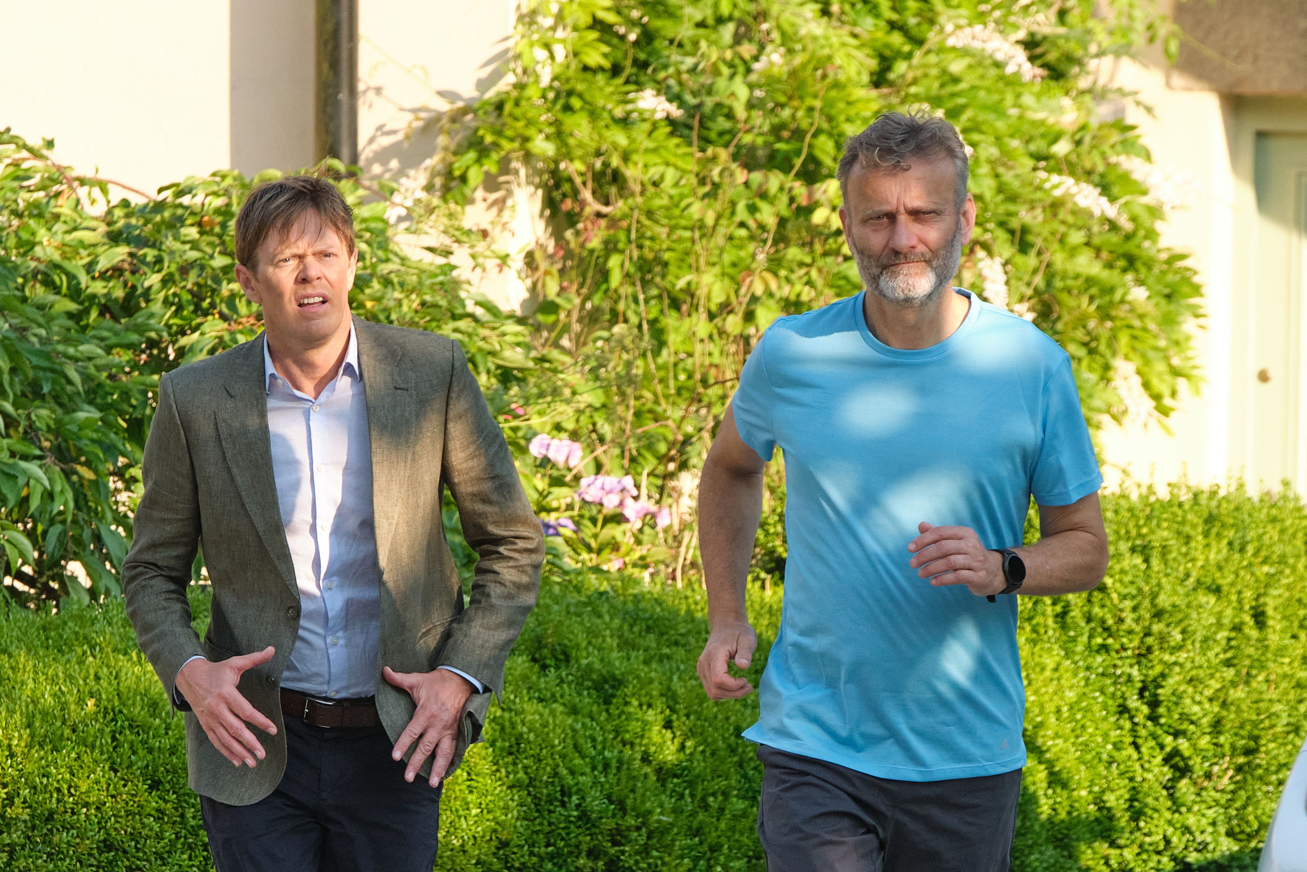 Hugh Dennis and Kris Marshall in season three of Beyond Paradise. (Red Planet Pictures/BBC/Joss Barratt)