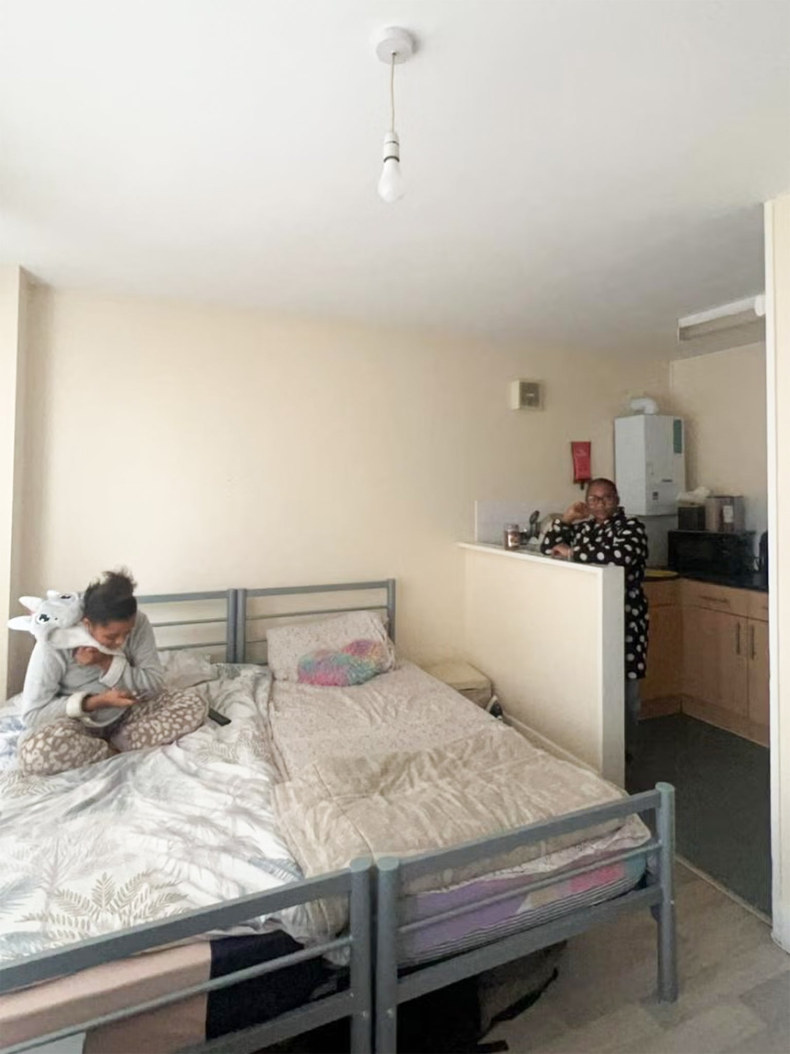 Sonia’s children find it hard to get any privacy or study in their small flat