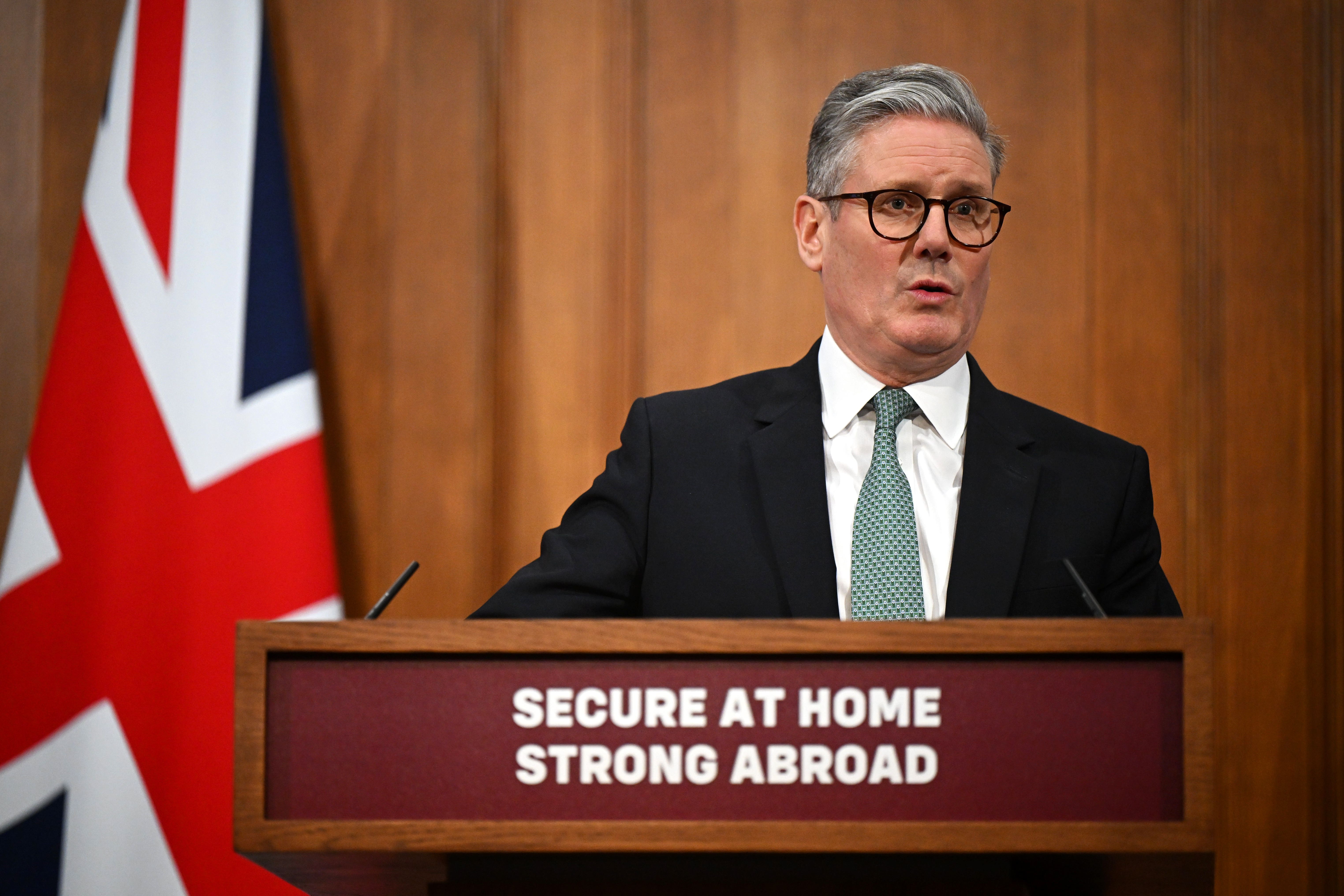 Prime Minister Sir Keir Starmer delivers a statement on defence spending in the Downing Street Briefing Room, Westminster (Leon Neal/PA)