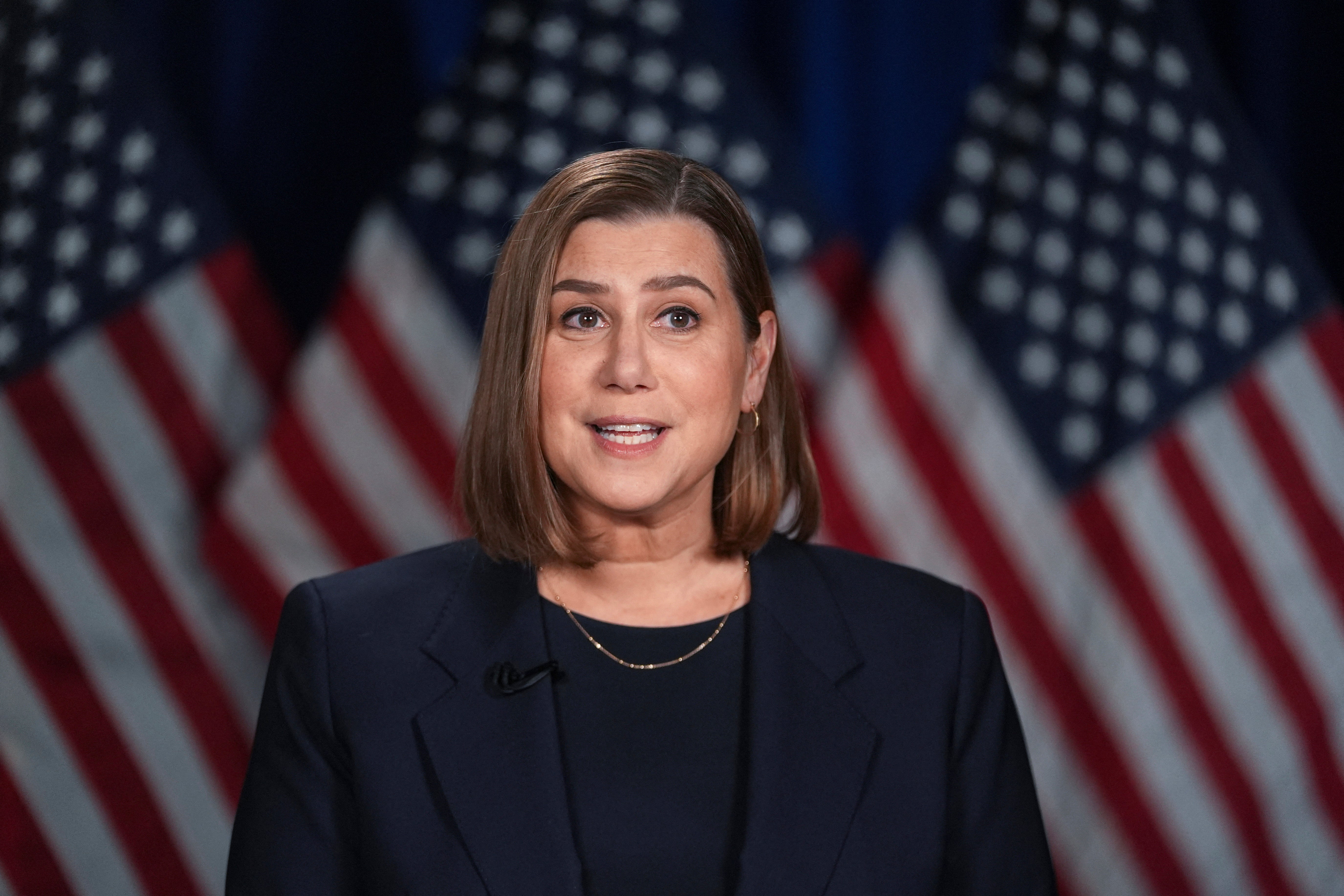 US Senator Elissa Slotkin (D-MI), rehearses the Democratic response to President Donald Trump's address to a joint session of congress