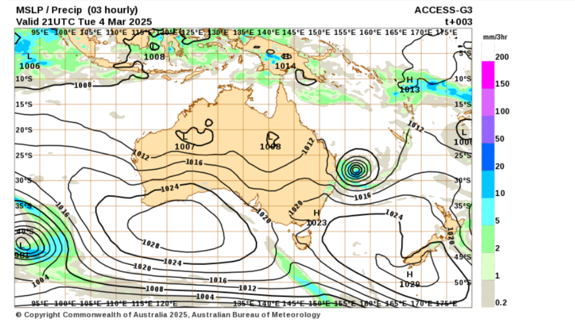 Map shows rainfall forecast ahead of Cyclone Alfred