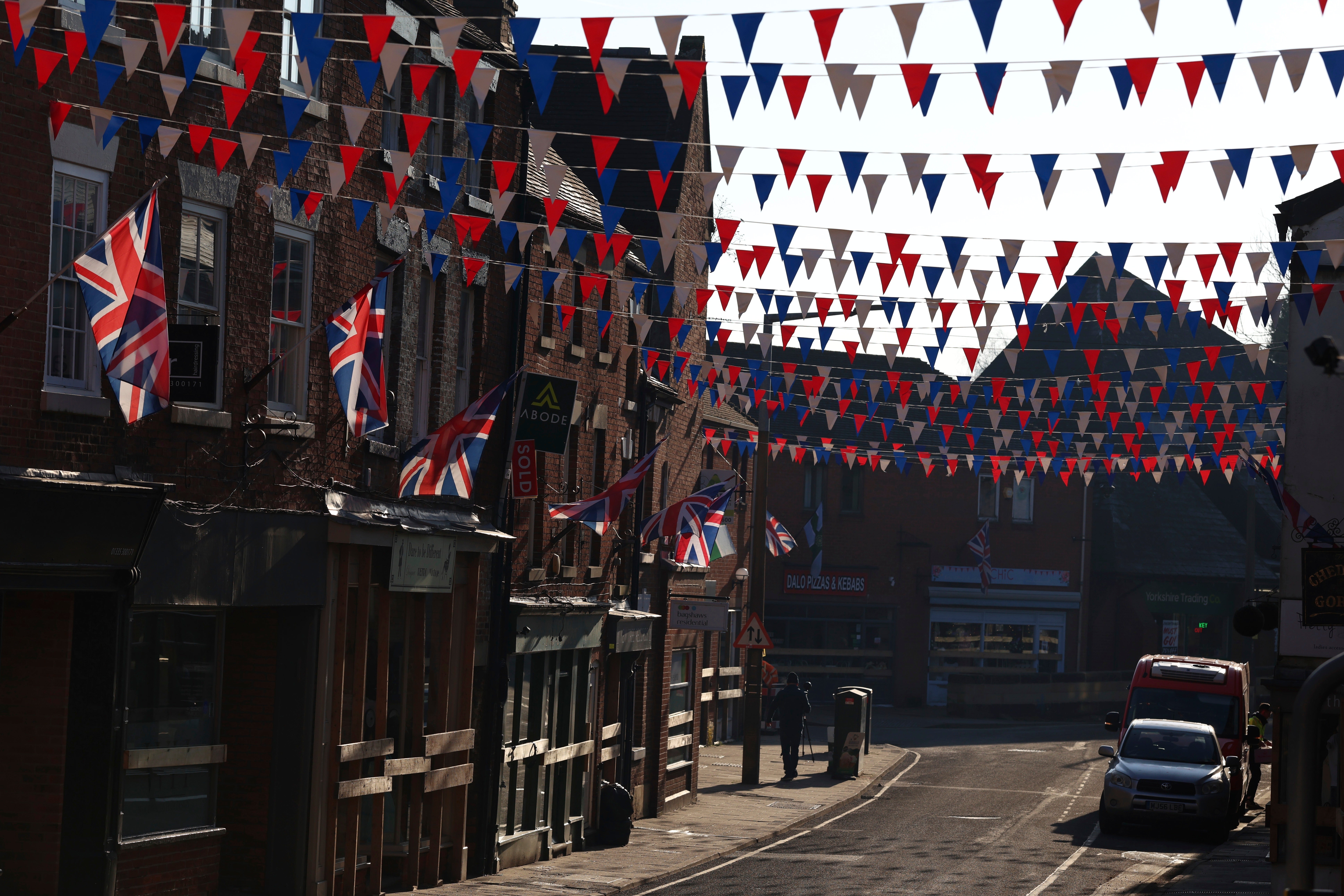 Bunting adorns the high street