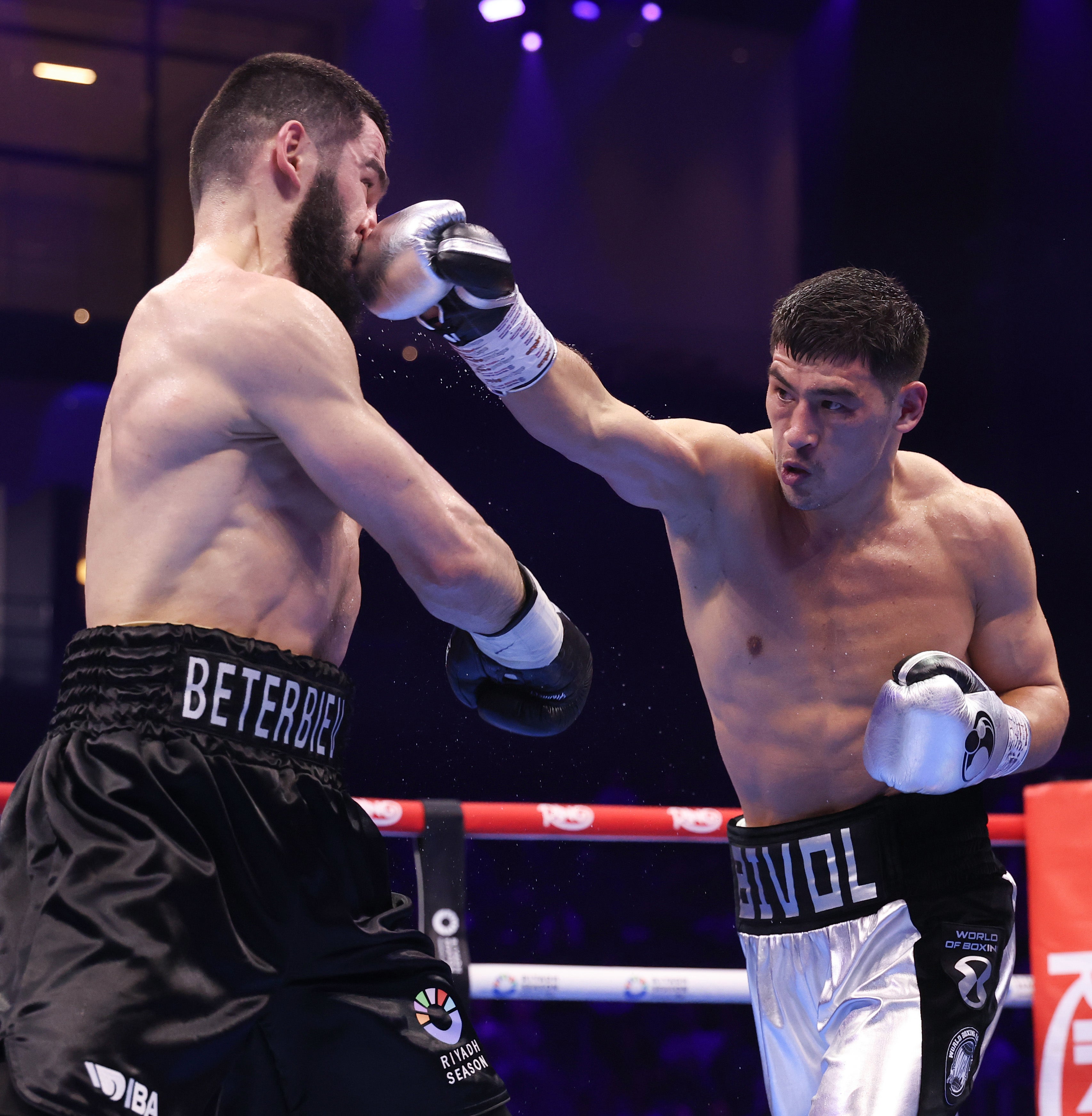 Dmitry Bivol (right) during his rematch win against Artur Beterbiev