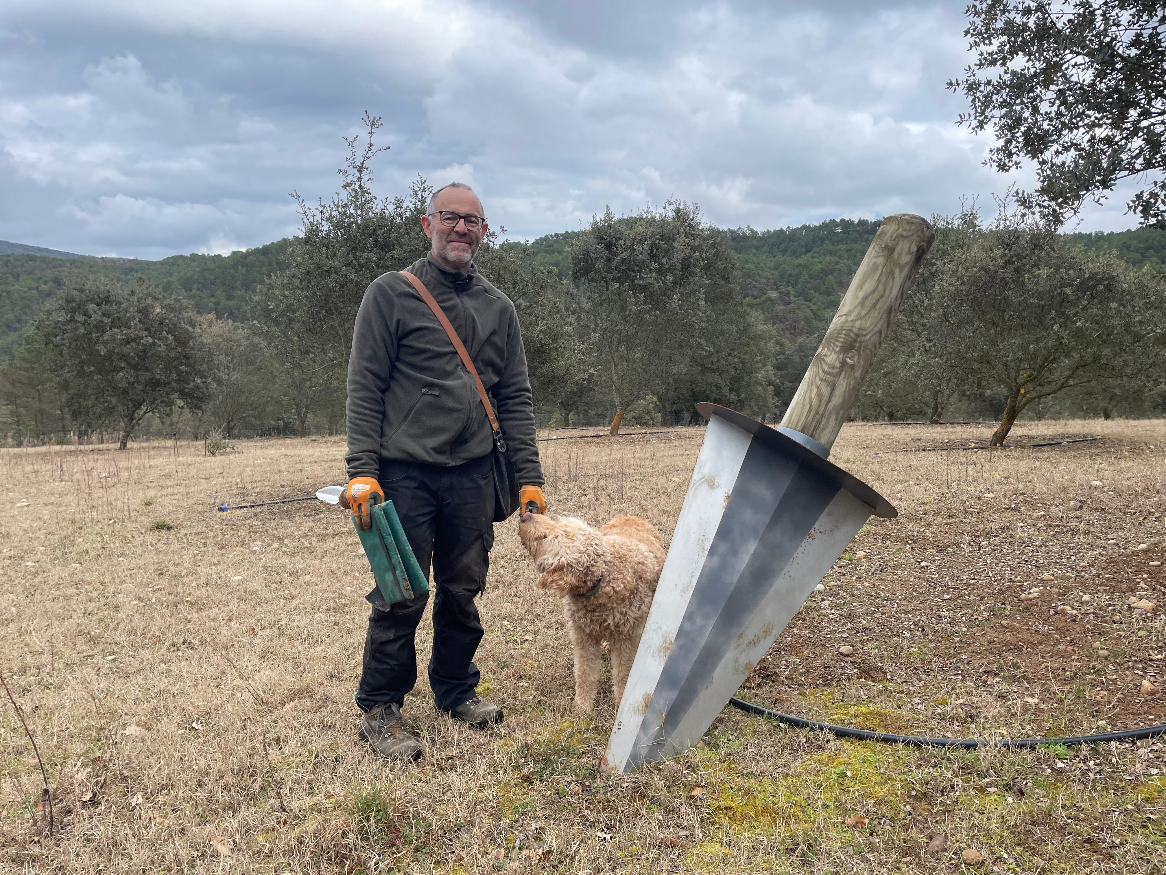 Local truffle hunter Juan Martínez and his dog Una