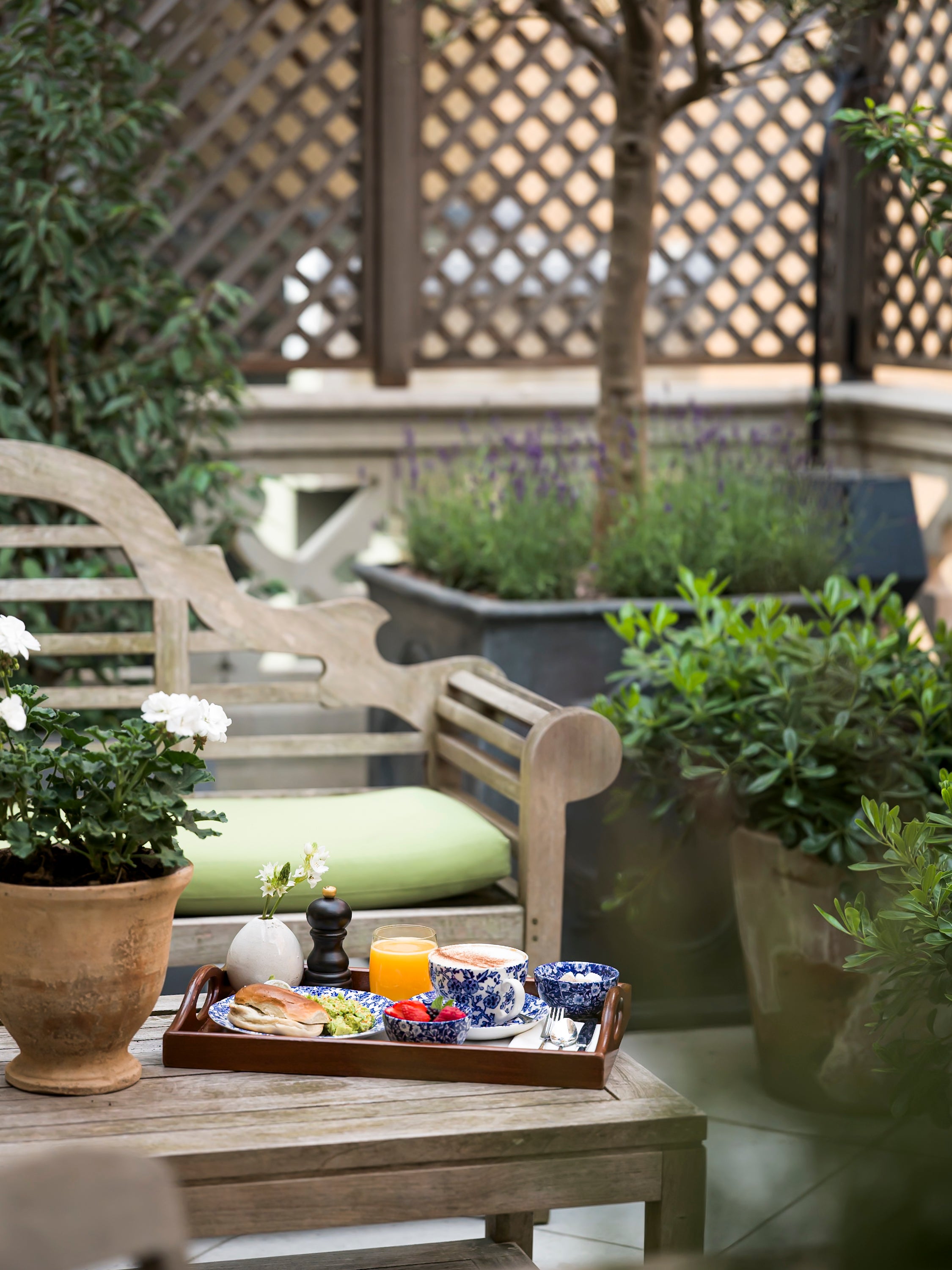 In summer, breakfast can be taken in the courtyard