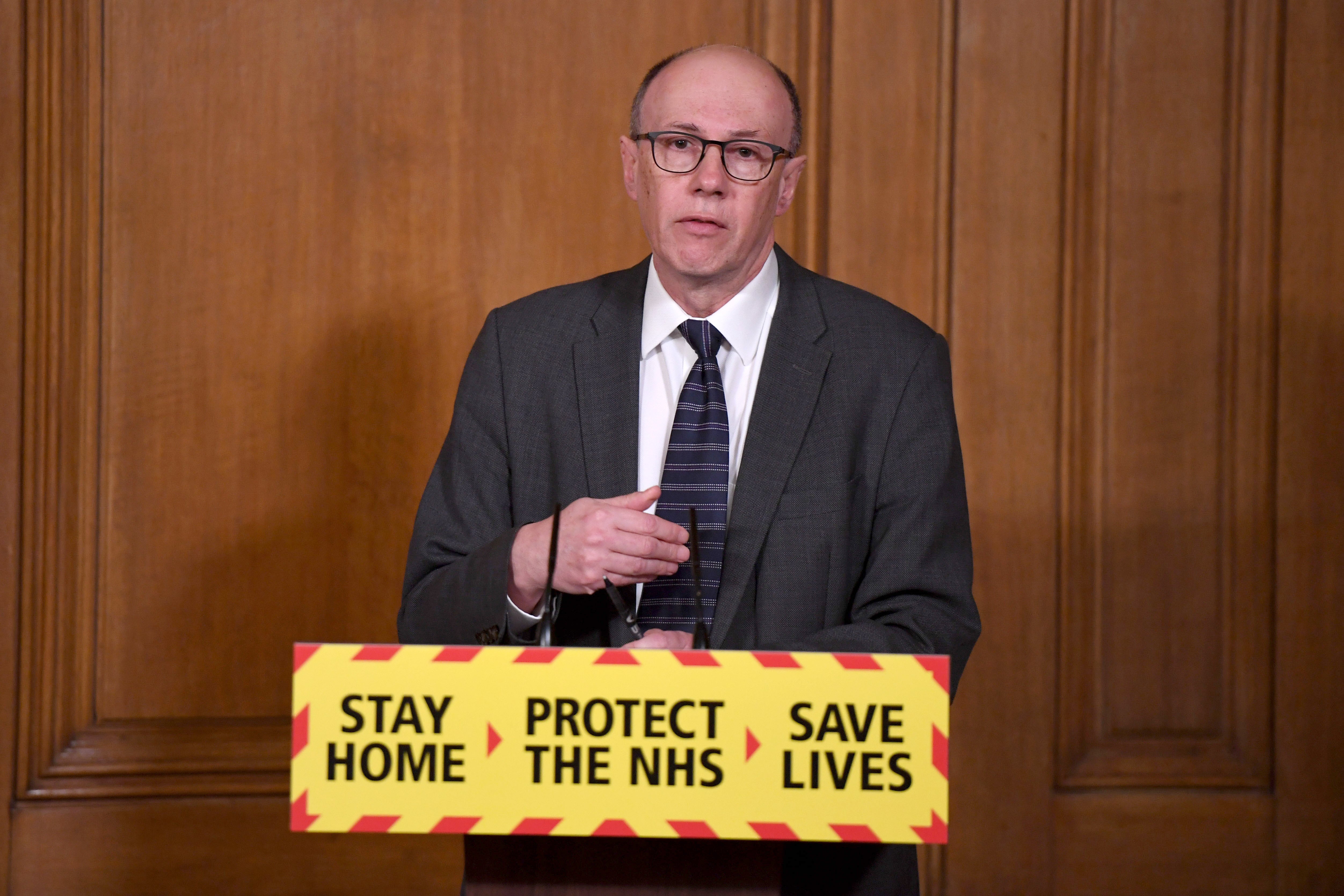 Sir Stephen Powis, during a media briefing in Downing Street, London