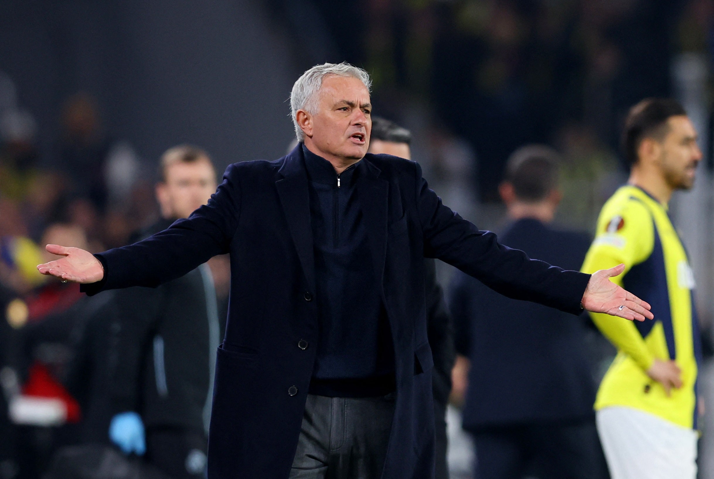 <p>Jose Mourinho watched his Fenerbahce side get turned over by Rangers in Turkey</p>