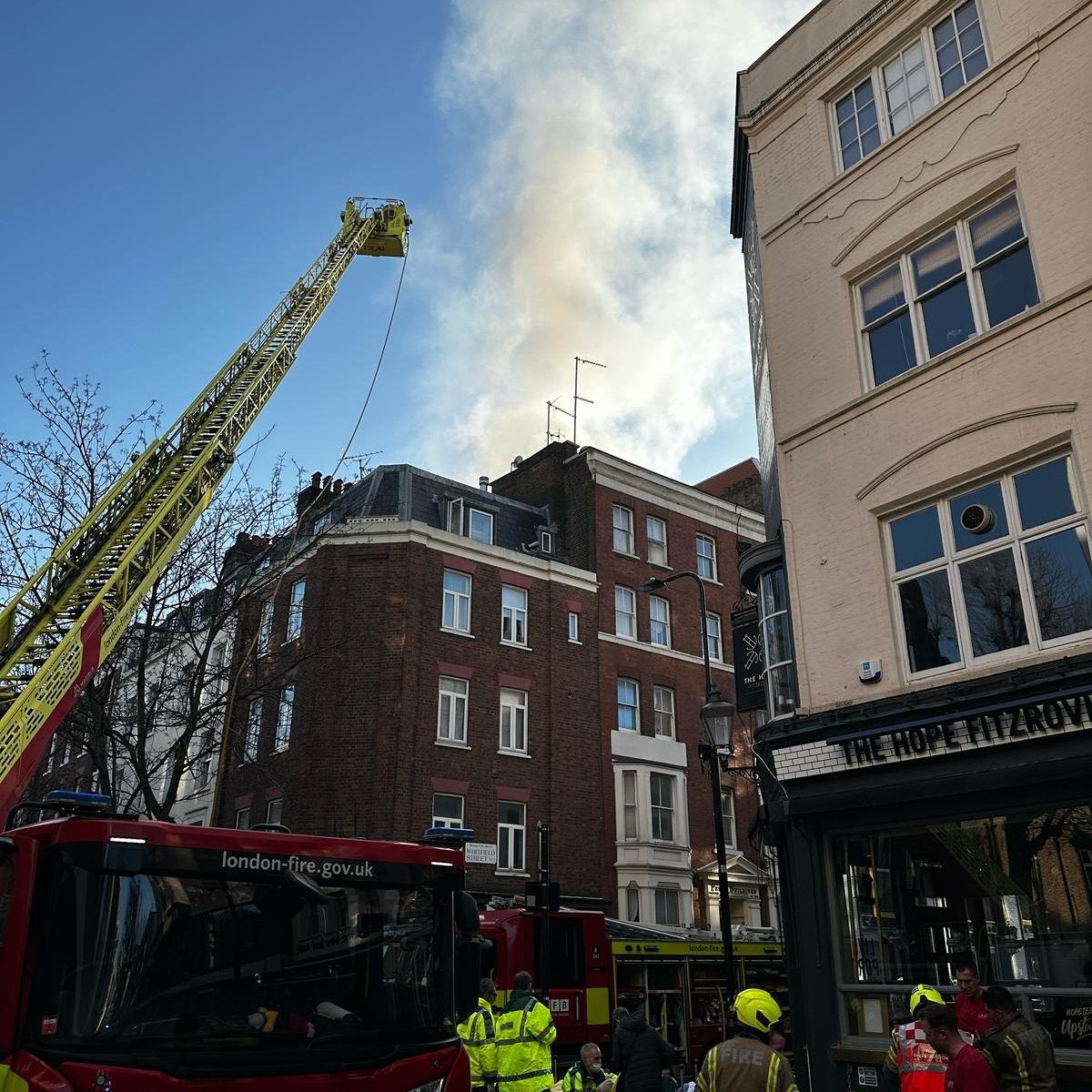 Plumes of smoke can be seen across the capital on Thursday morning
