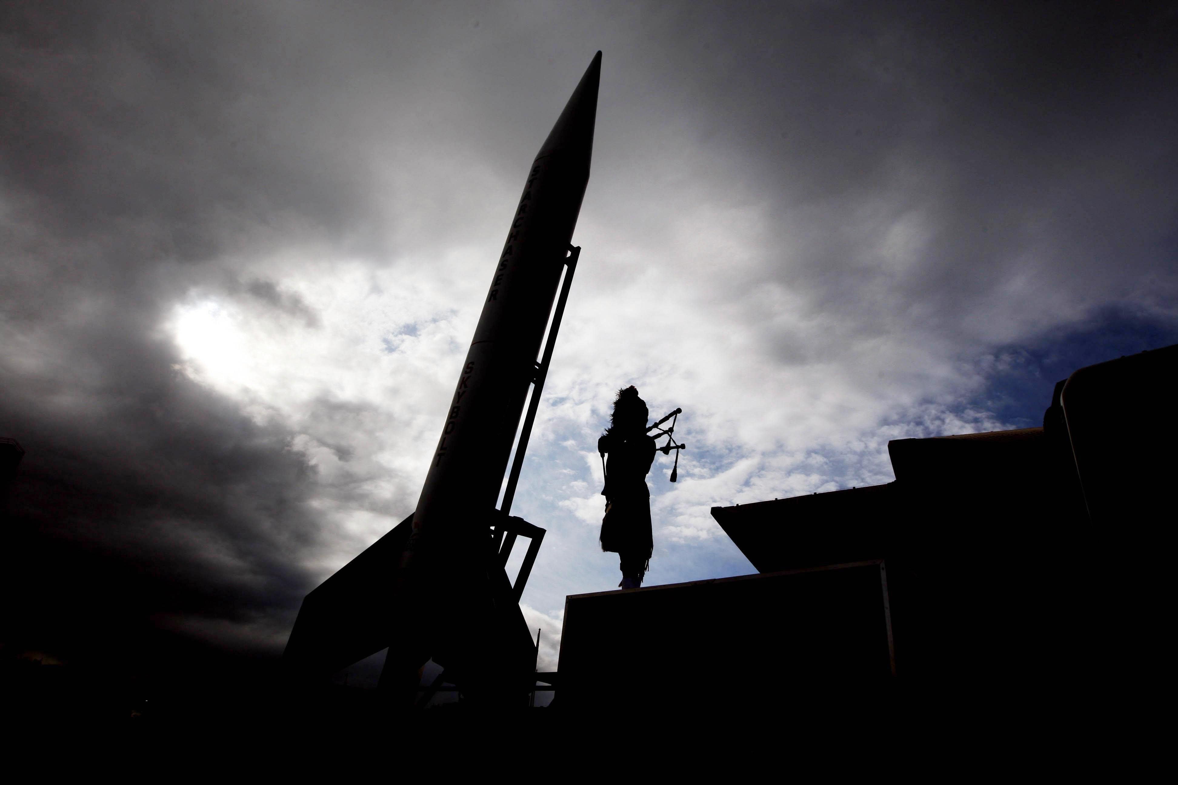 A space rocket at the International Astronautical Congress at the Scottish and Exhibition and Conference Centre in Glasgow (Danny Lawson/PA)
