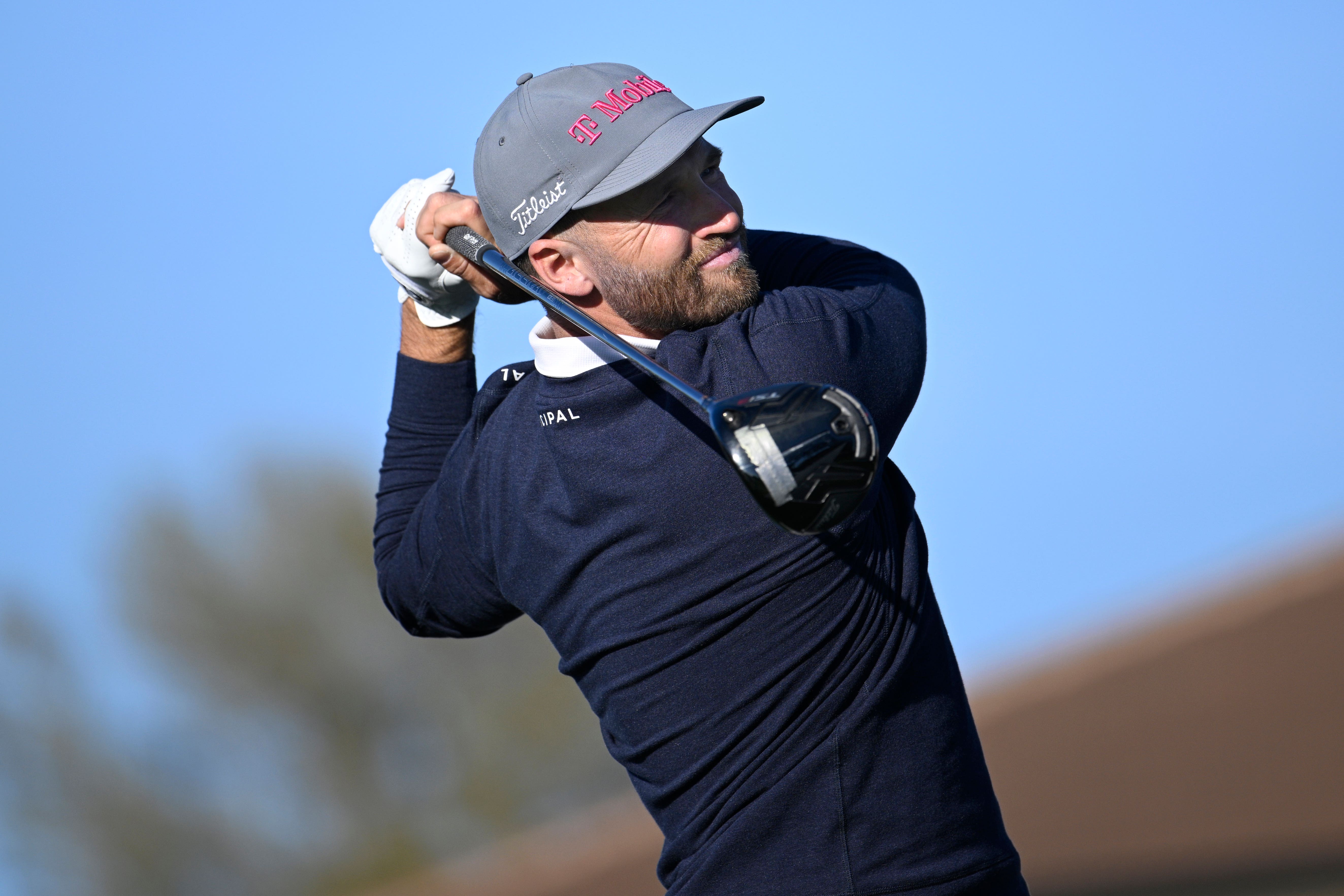Wyndham Clark tees off on the 16th hole during the first round of the Arnold Palmer Invitational at Bay Hill (Phelan M Ebenhack/AP)