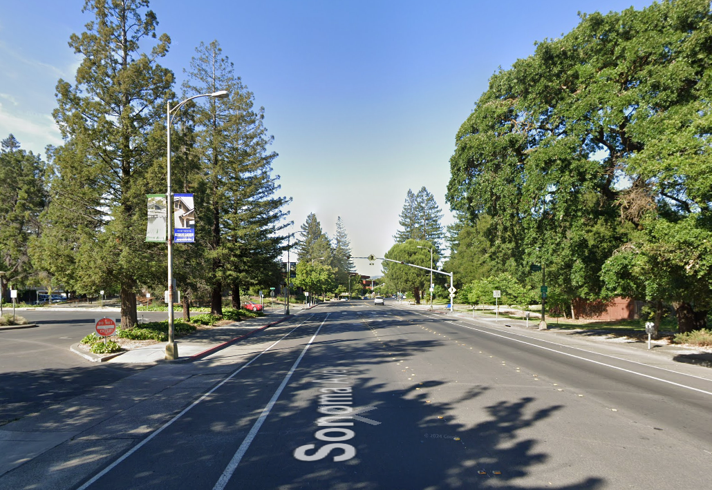 The victim was walking her dog along Sonoma Avenue (pictured) when the brutal attack occurred
