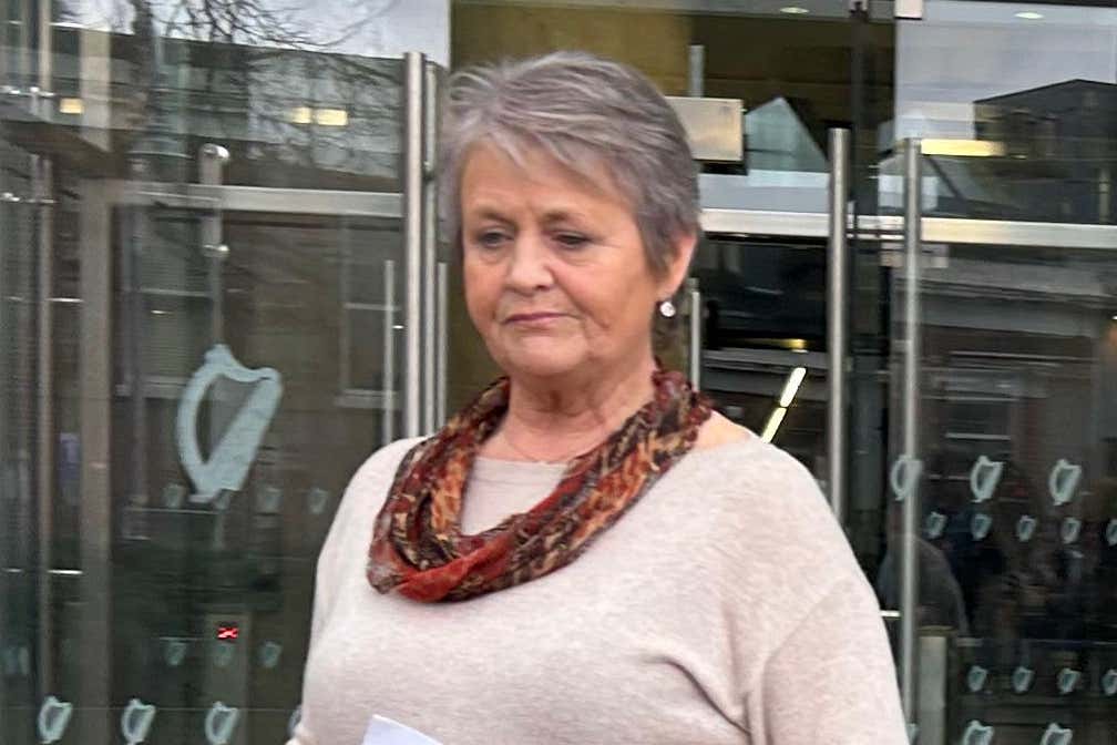 Irene McAleer, sister of Robin Wilkin, outside court in Dublin (Cillian Sherlock/PA)