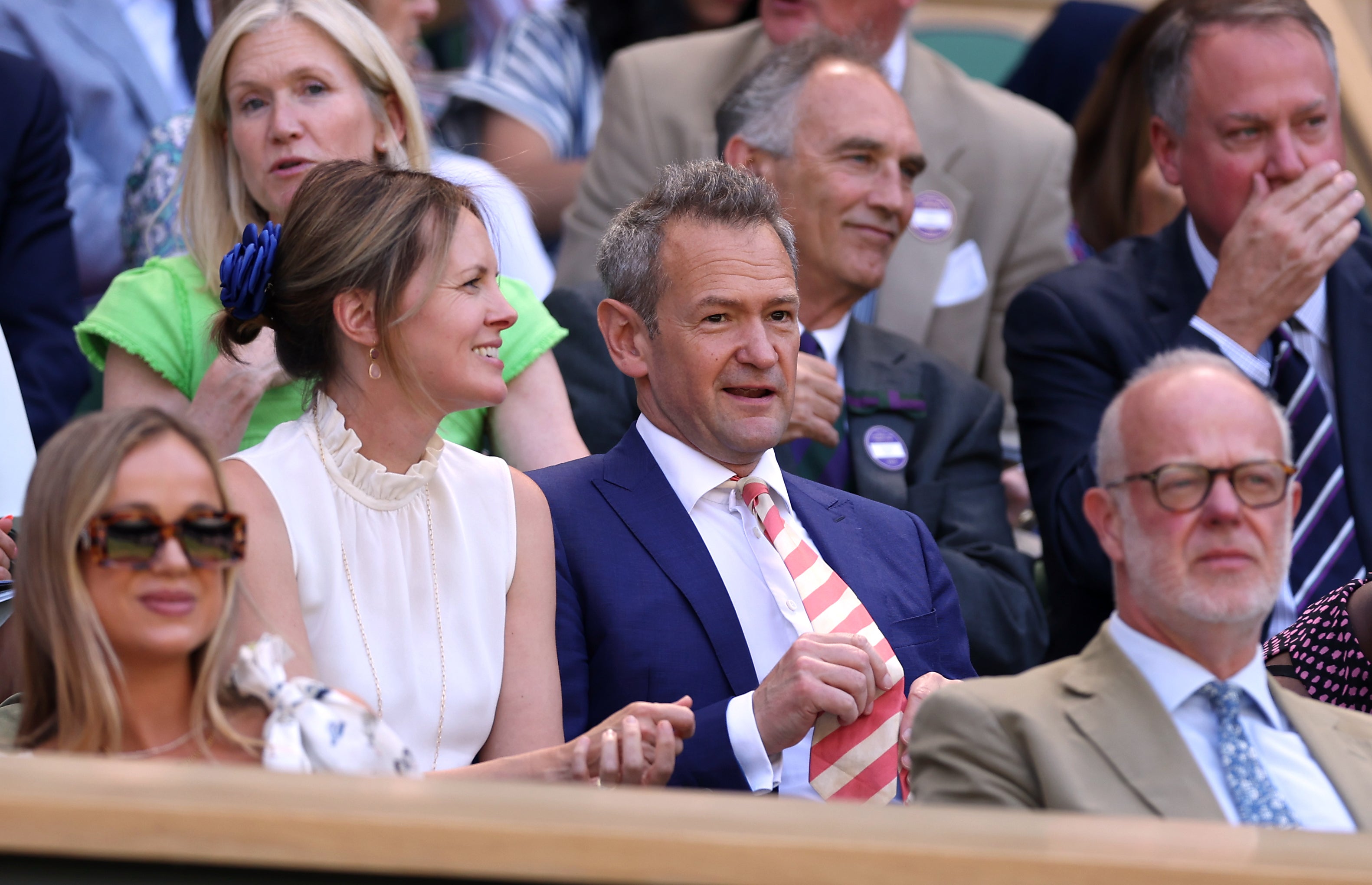 Alexander Armstrong in the royal box of centre court on day five of the 2023 Wimbledon Championships at the All England Lawn Tennis and Croquet Club in Wimbledon. Picture date: Friday July 7, 2023.