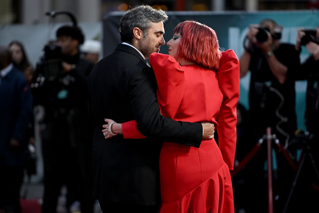 Lady Gaga with her fiancee Michael Polansky at the 'Joker 2' premiere in 2024