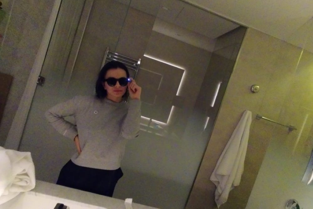 Vanya Gaberova in spy glasses shown to the jury in the trial of Tihomir Ivanchev, Gaberova, and Katrin Ivanova at the Old Bailey (Metropolitan Police/PA)