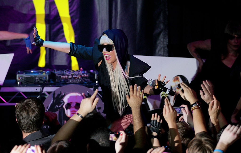 Lady Gaga performs in 2008