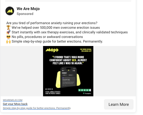 An ad about erectile dysfunction was promoted without issue