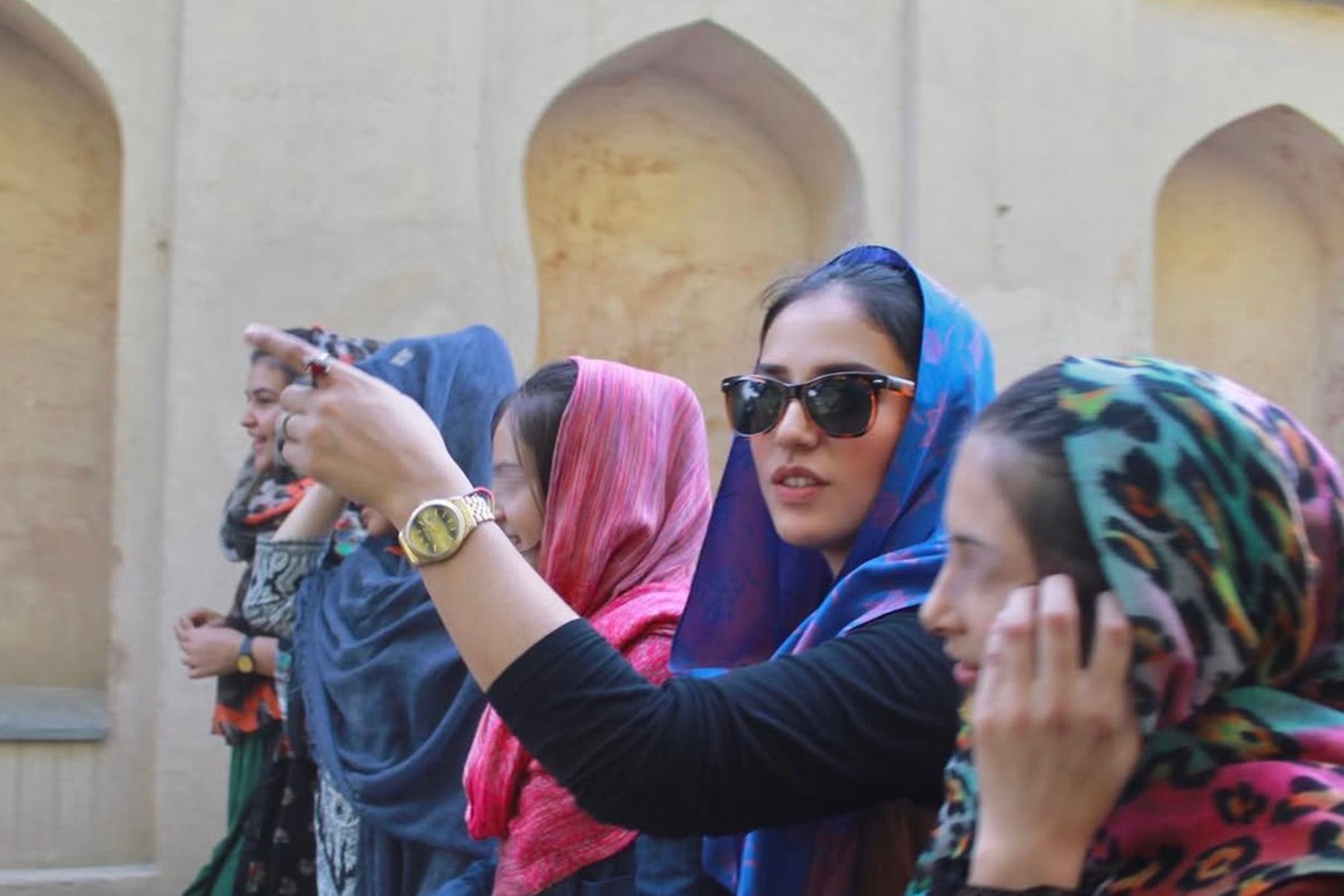 Shabnam Nasimi (second from right) with her cousins in Kabul, Afghanistan