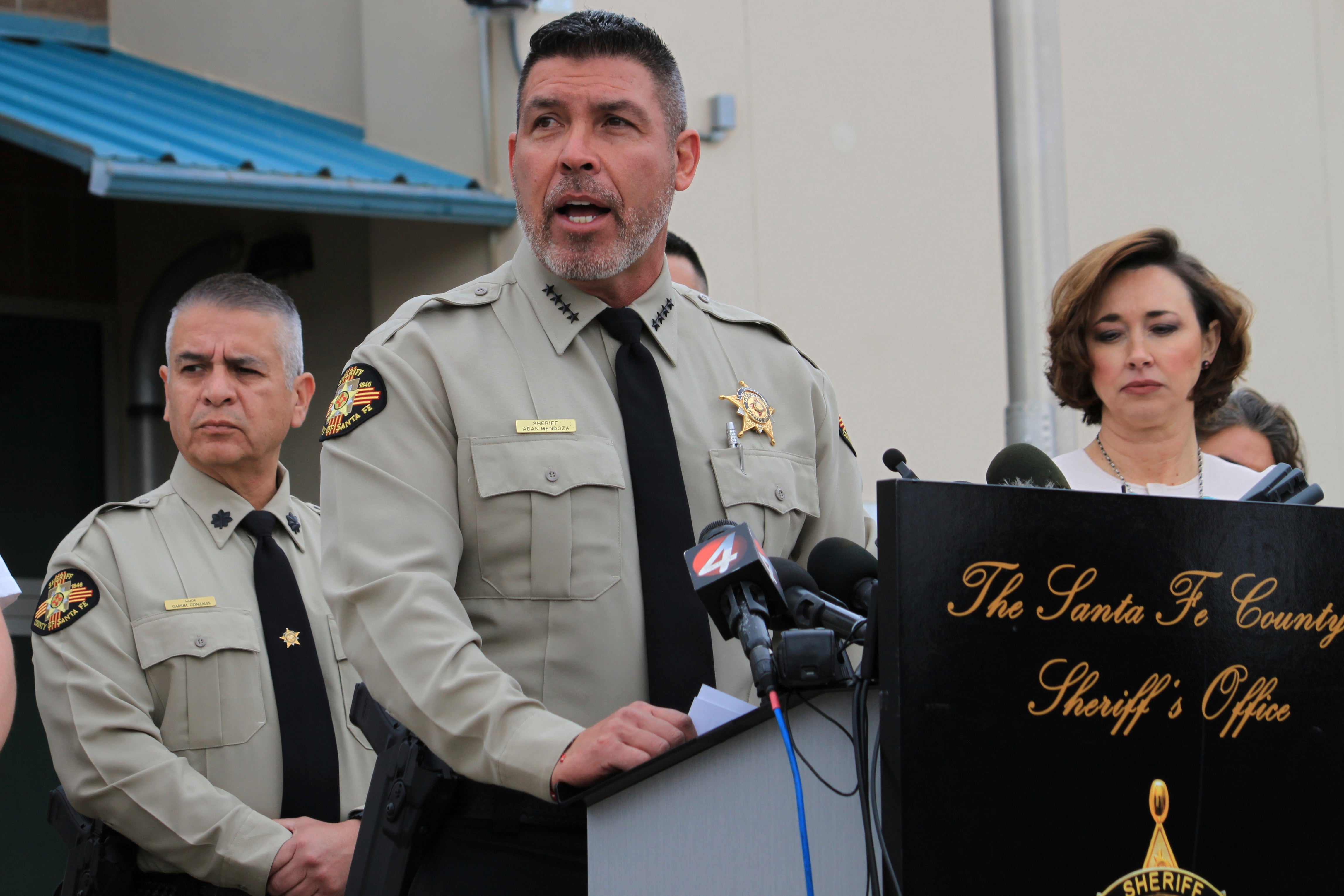 Santa Fe County Sheriff Adan Mendoza answers questions about the investigation on March 7