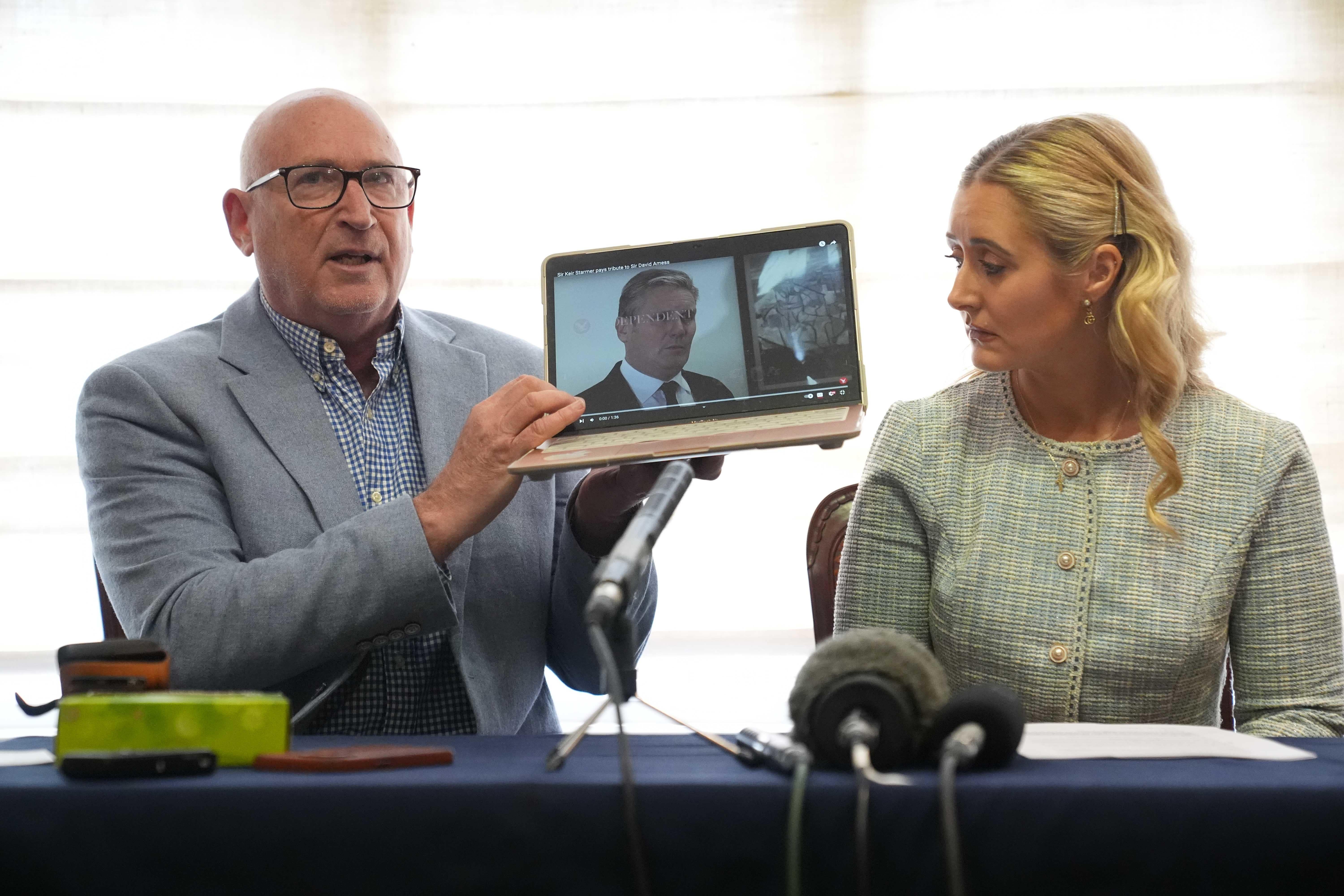 Radd Seiger and Katie Amess, the daughter of Sir David Amess (Lucy North/PA)