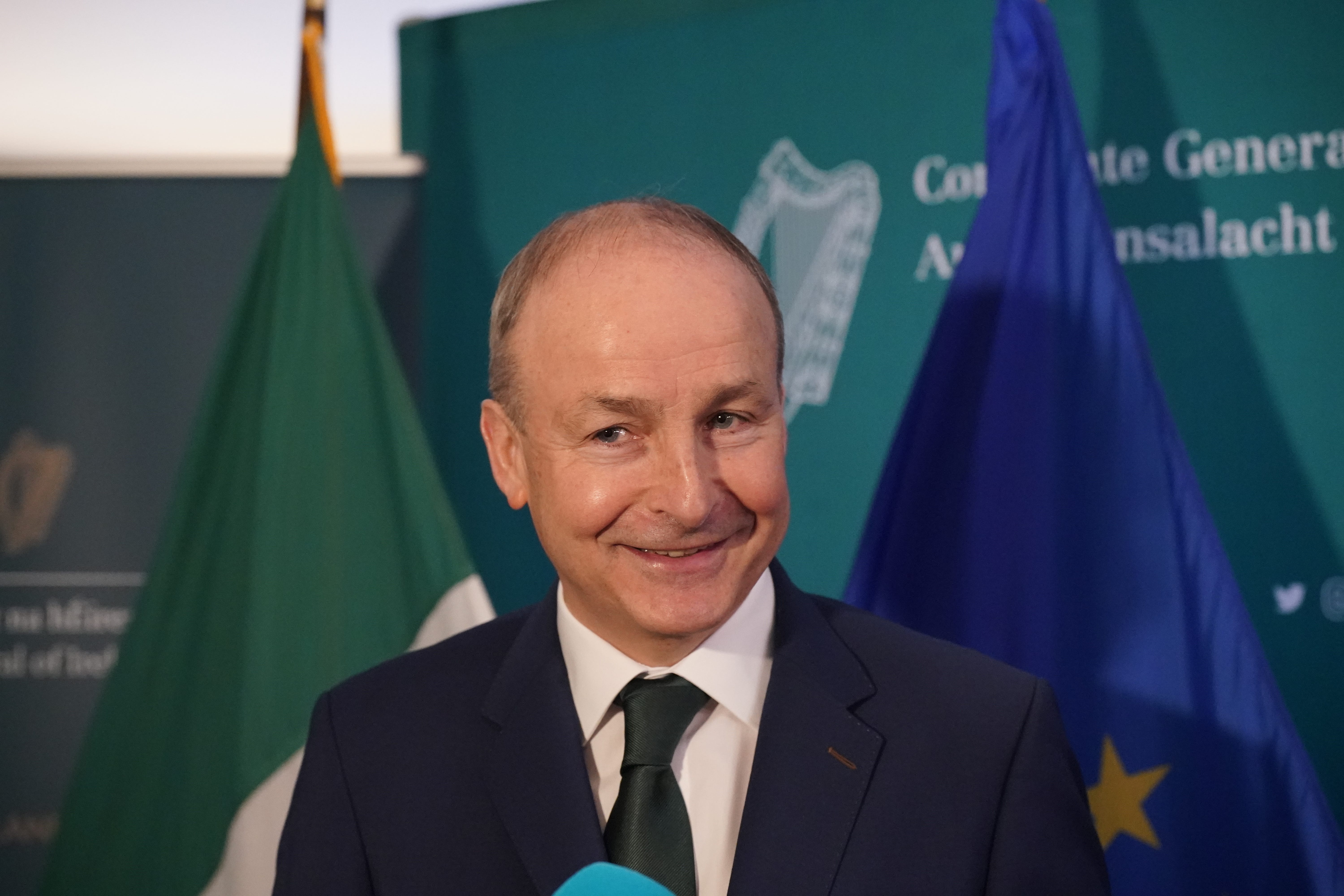 Taoiseach Micheal Martin speaking to the media at JW Marriott Hotel in Austin, Texas (Niall Carson/PA)
