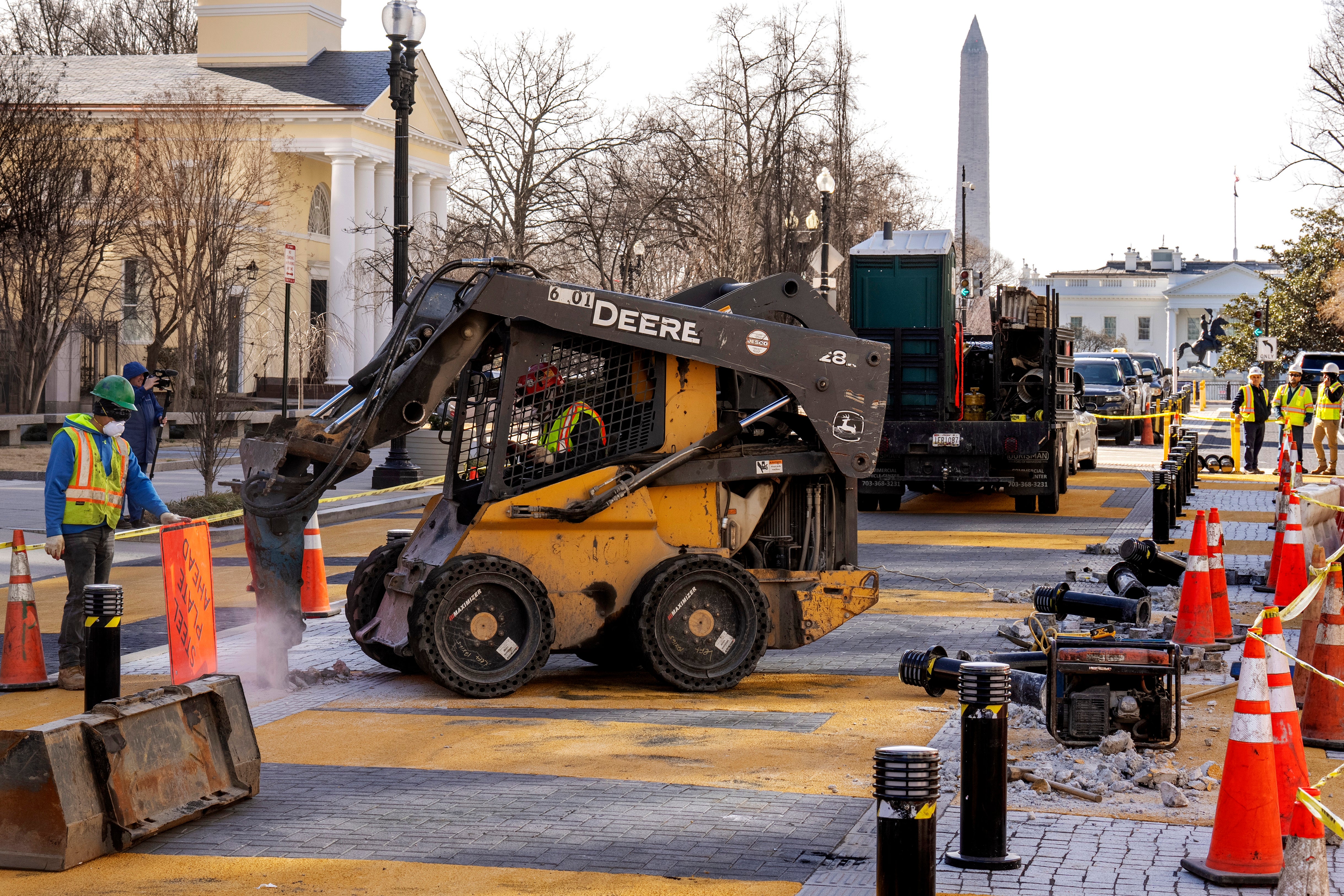 Crews begin drilling into the mural