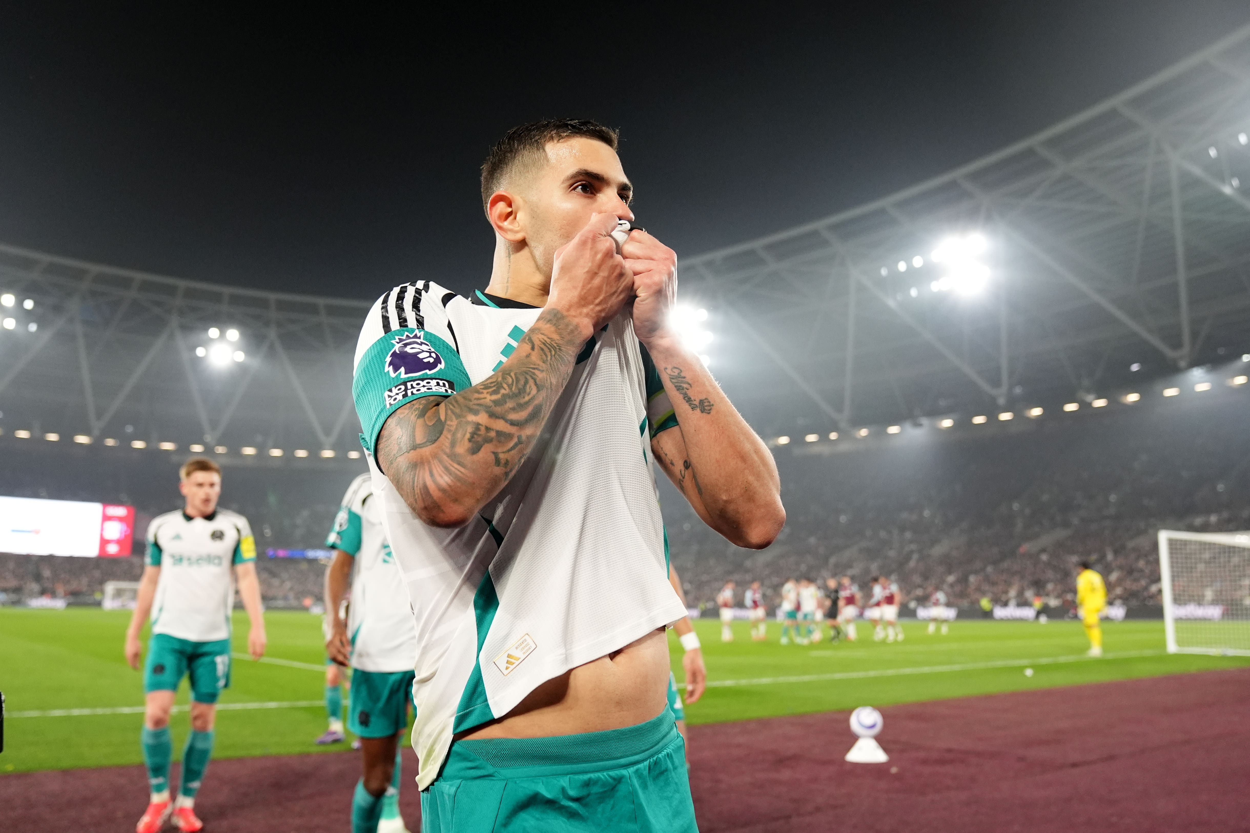 Bruno Guimaraes won it for Newcastle (Zac Goodwin/PA)