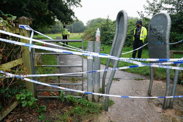 Police officers at the scene in Franklin Park, Leicester (Jacob King/PA)