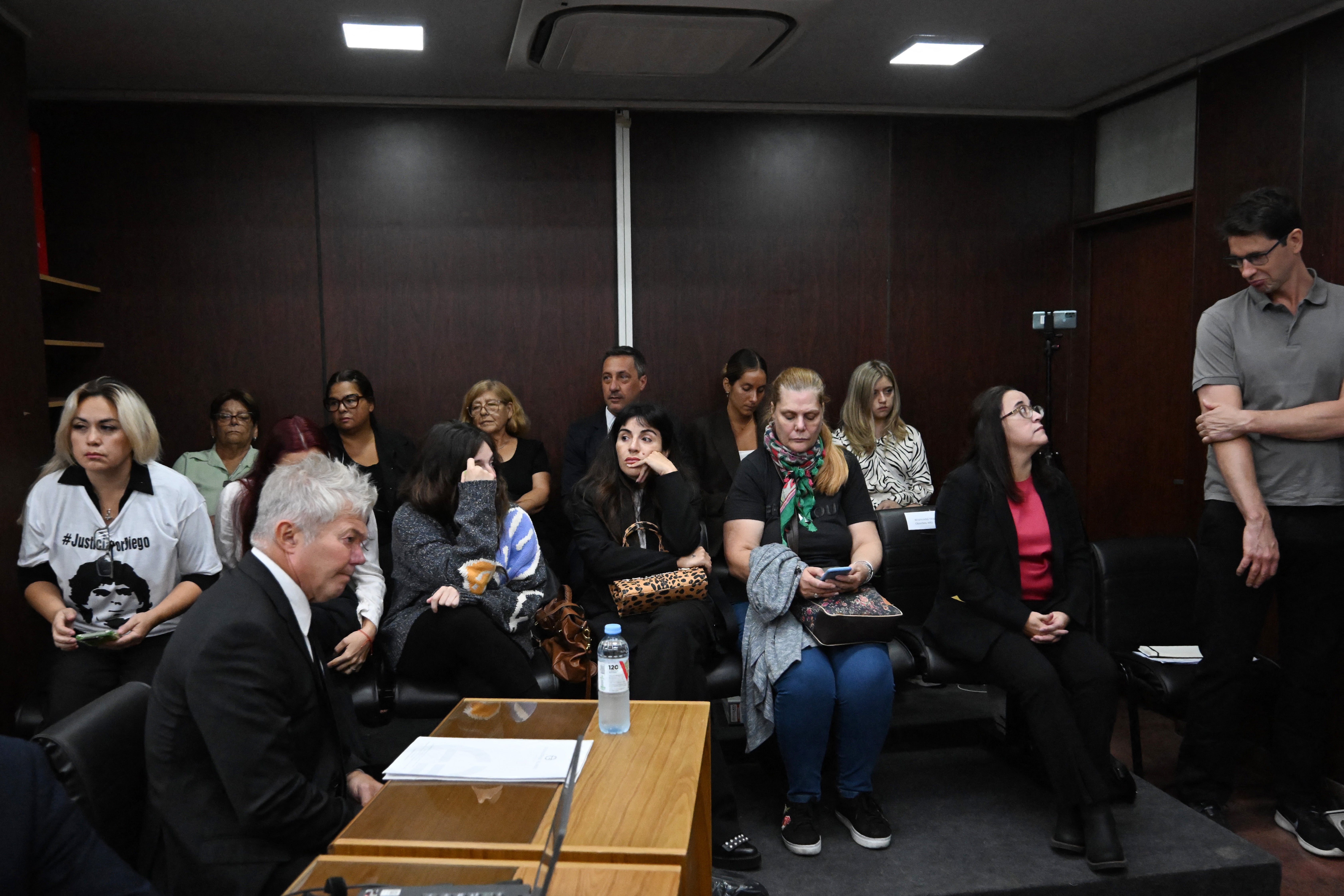 Veronica Ojeda, Jana Maradona, Dalma Maradona, and Giannina Maradona are seen during the trial for the death of late Argentine football legend Diego Maradona at the San Isidro court