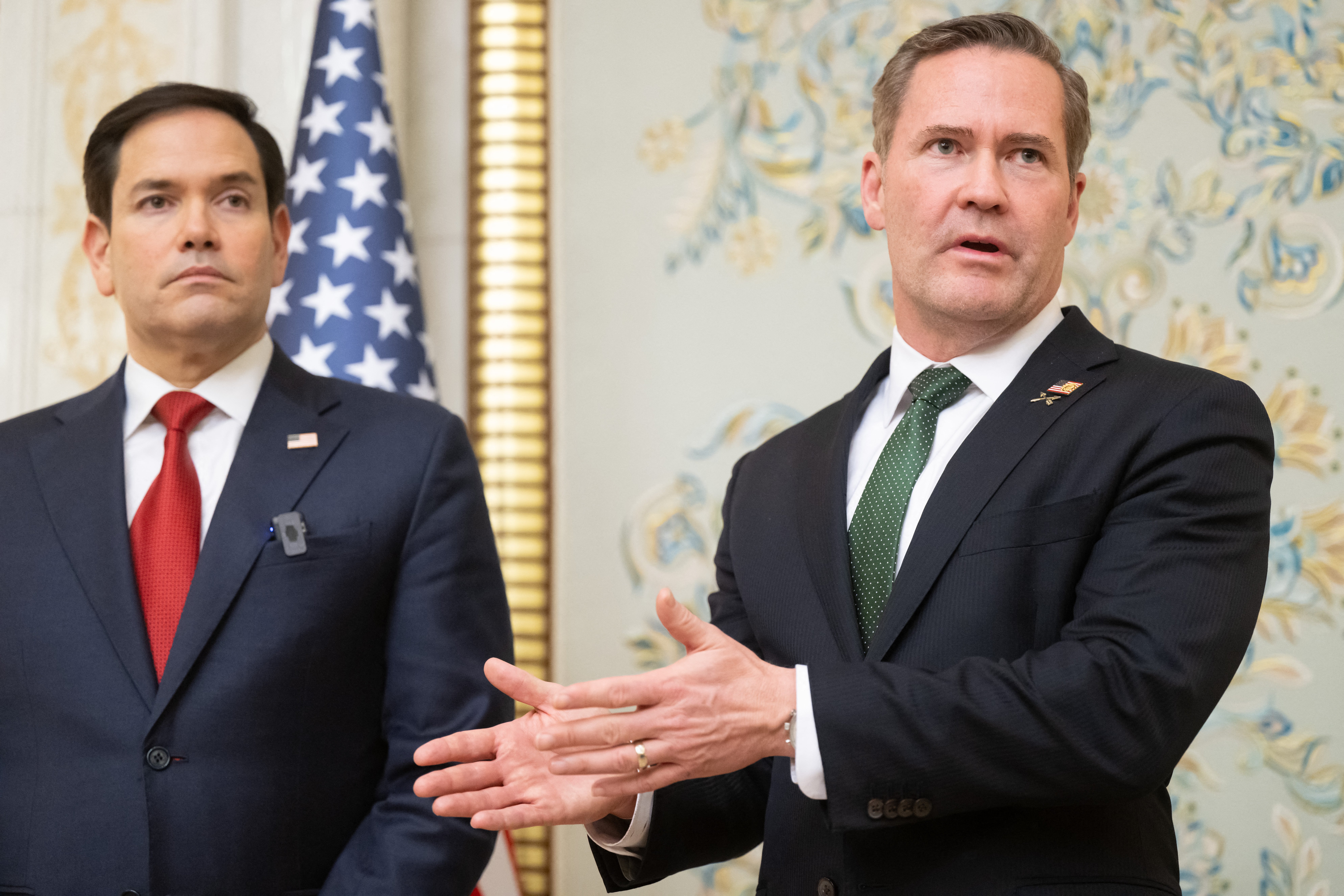 US Secretary of State Marco Rubio, left, and National Security Advisor Mike Waltz appear to have been included in the group chat