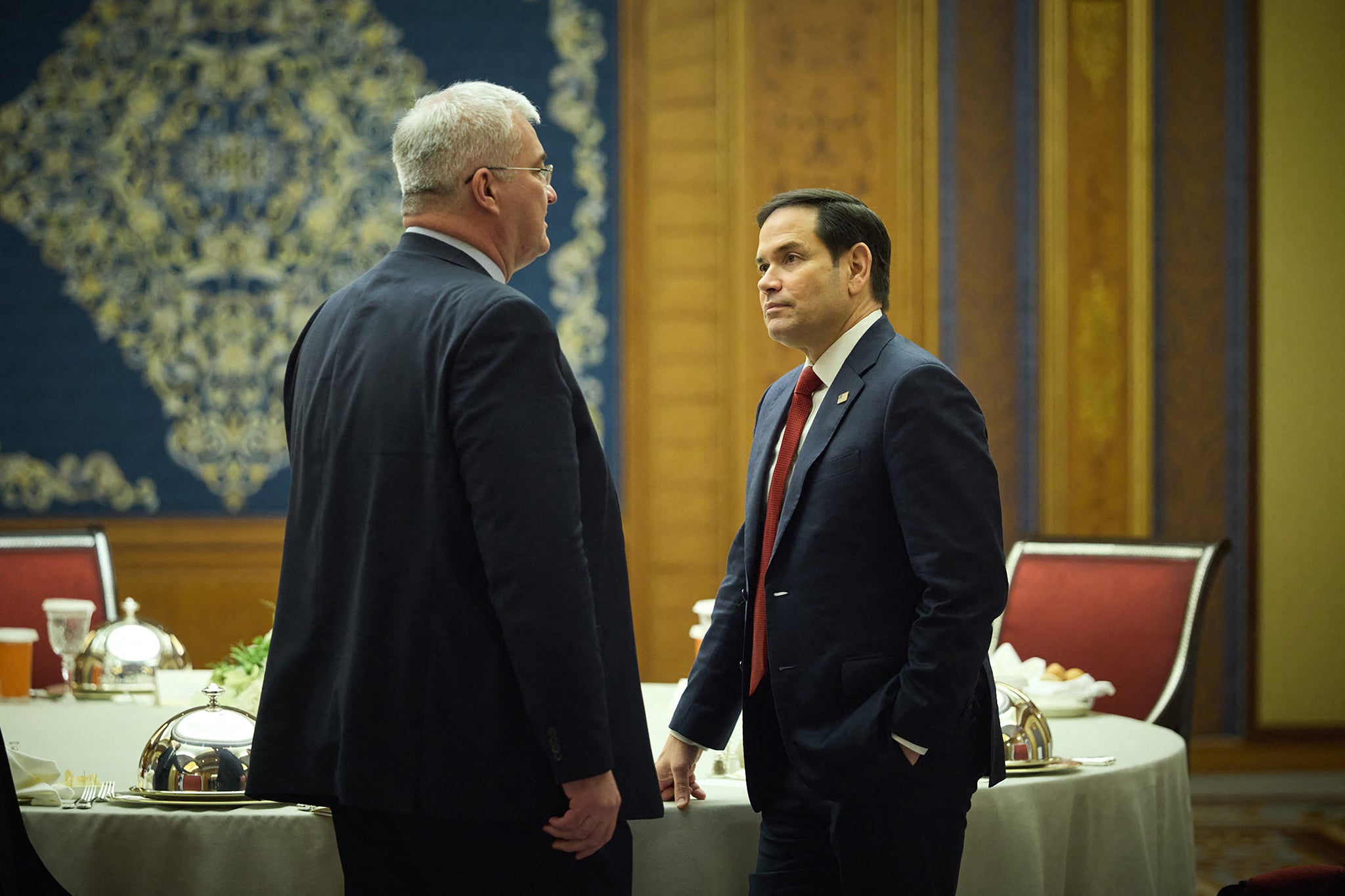 US secretary of state Marco Rubio (right) and Ukraine’s foreign affairs minister Andrii Sybiha speak during the meeting in Jeddah