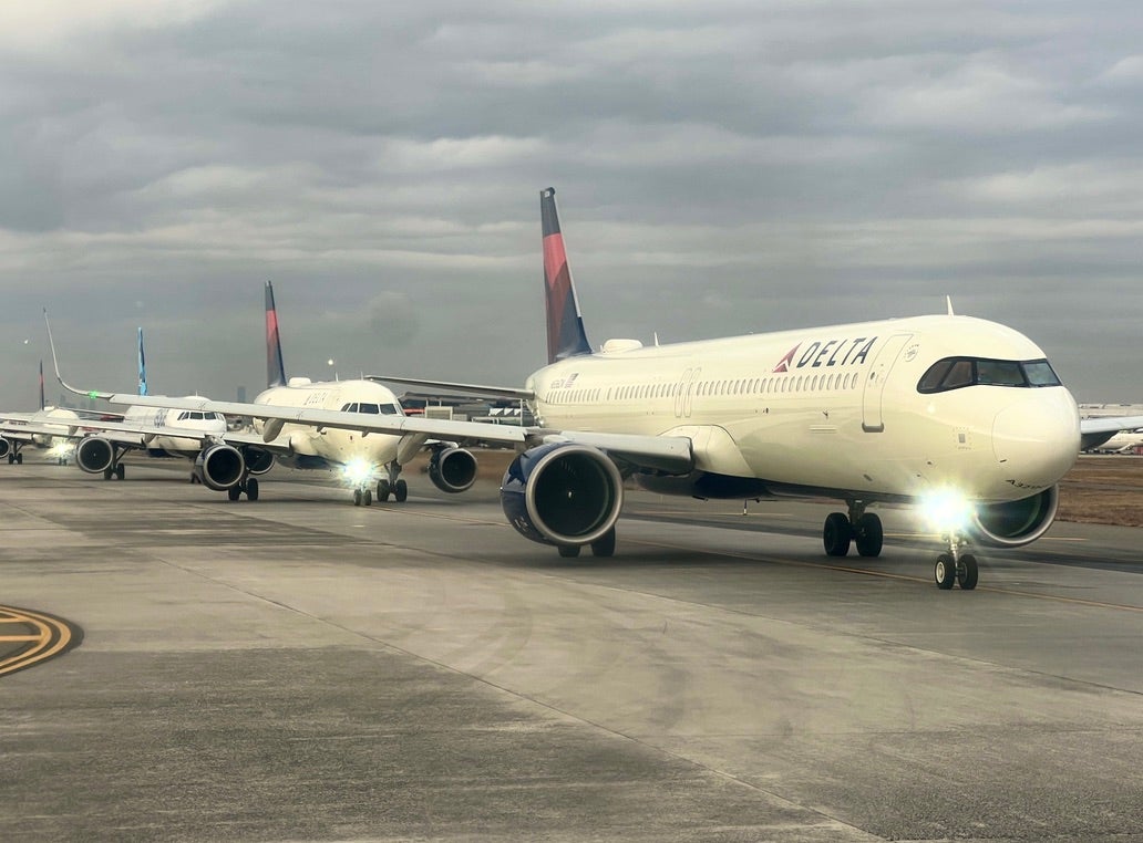 Lining up: Delta Air Lines aircraft