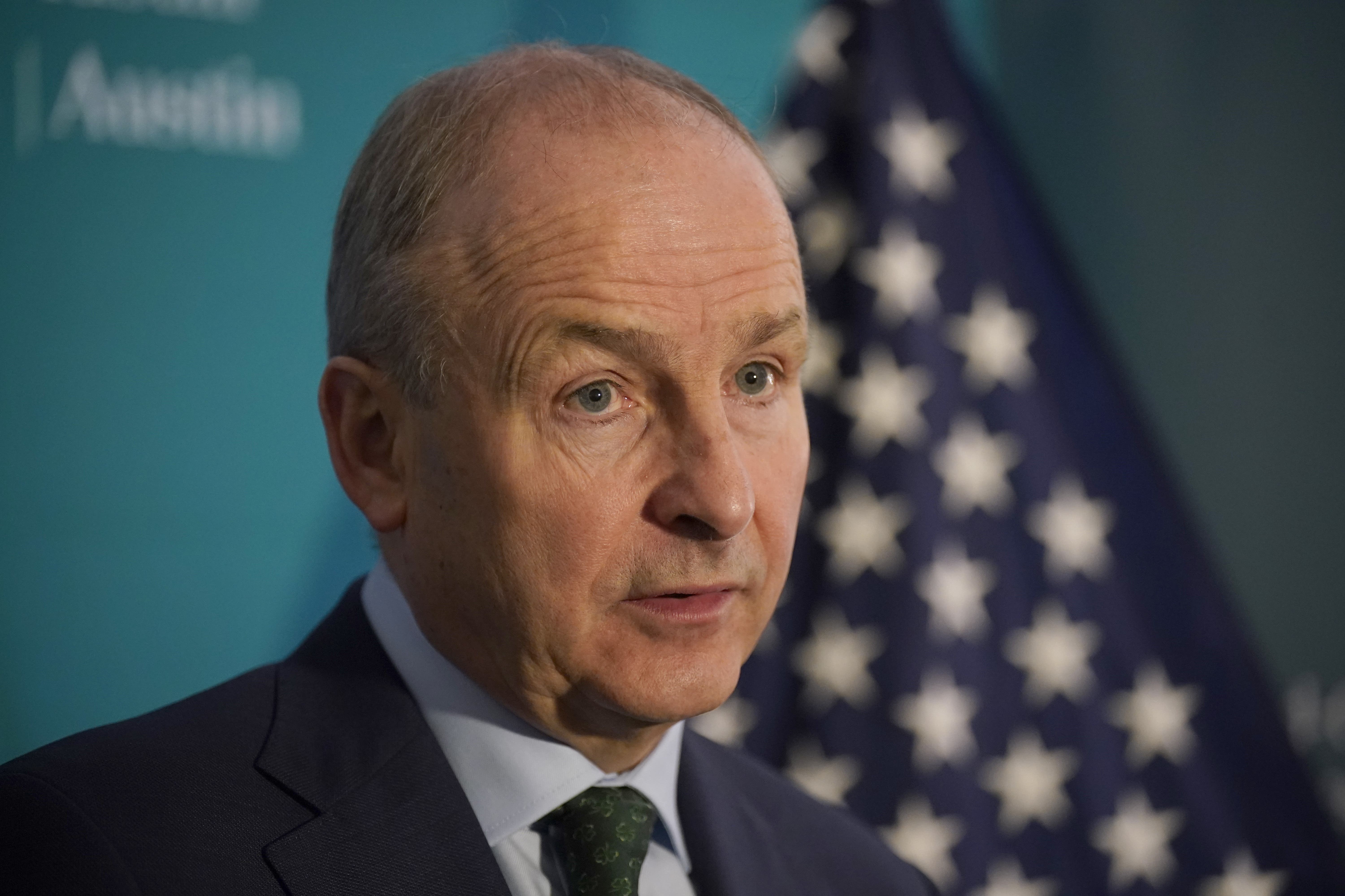 Taoiseach Micheal Martin speaking to the media in Austin, Texas (Niall Carson/PA)
