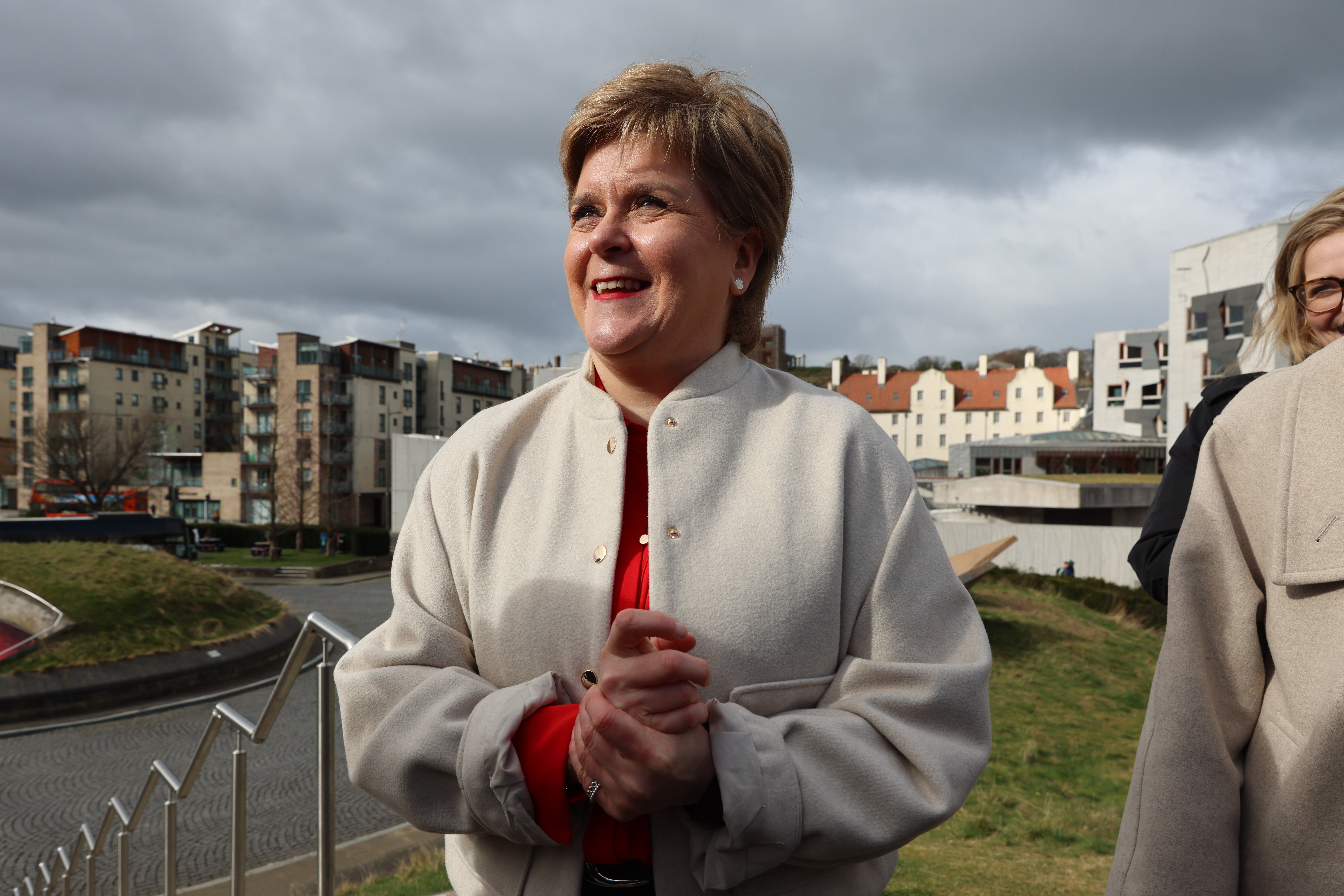 Sturgeon speaks to reporters in Edinburgh today