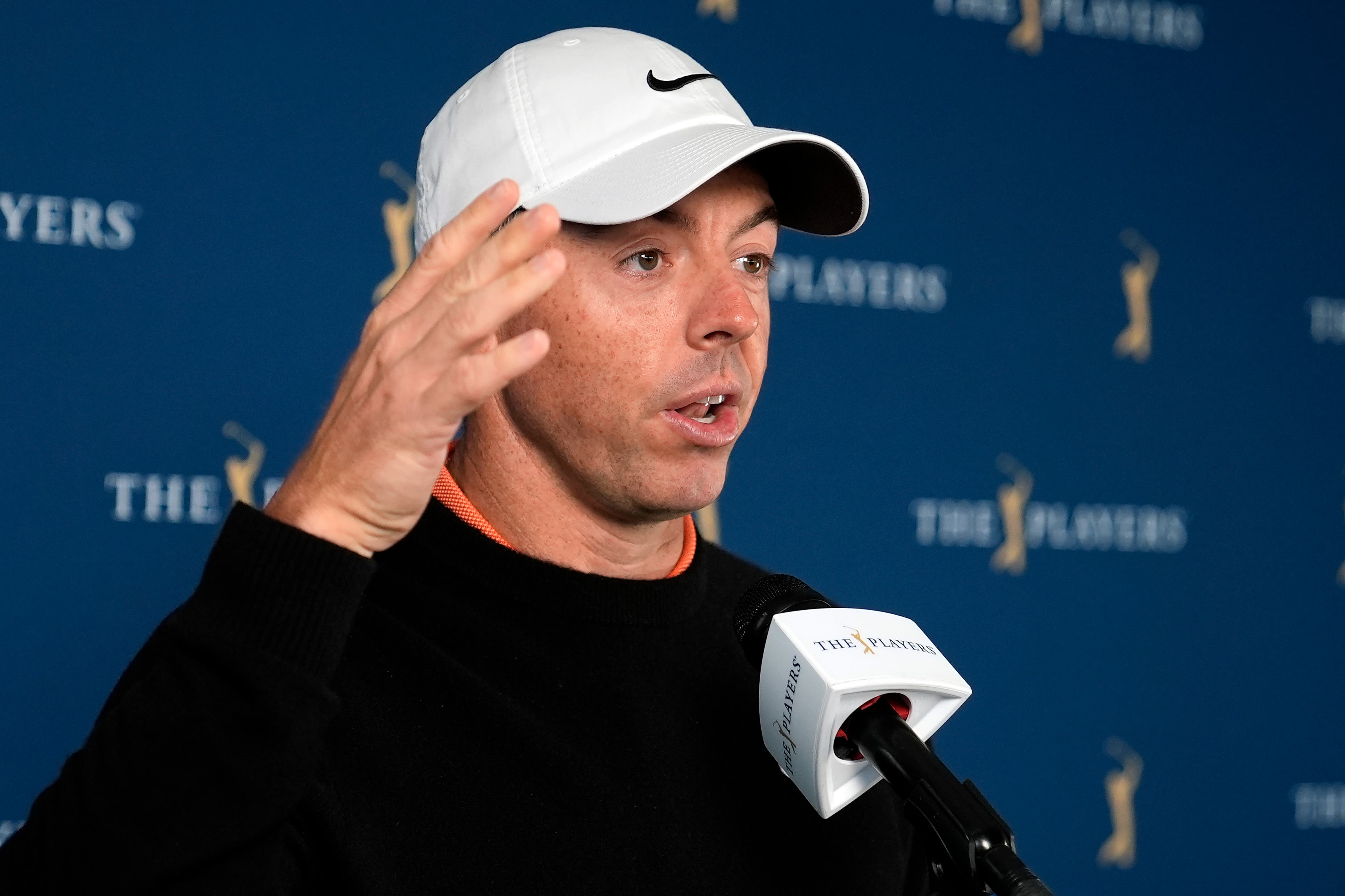 Rory McIlroy, pictured, will partner Xander Schauffele and Scottie Scheffler in the first two rounds at Sawgrass (Chris O’Meara/AP)
